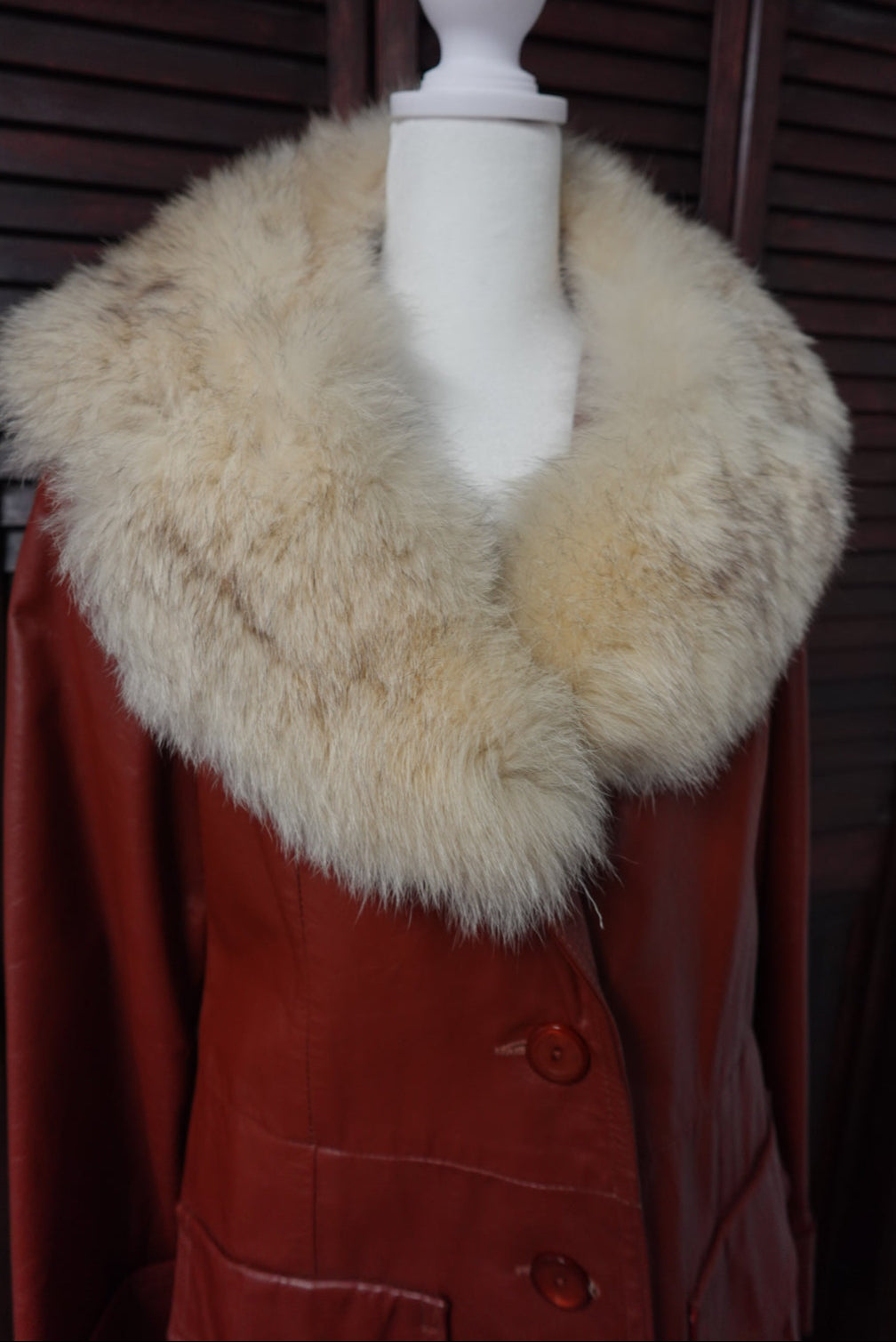 70s Fur Collar Leather Coat