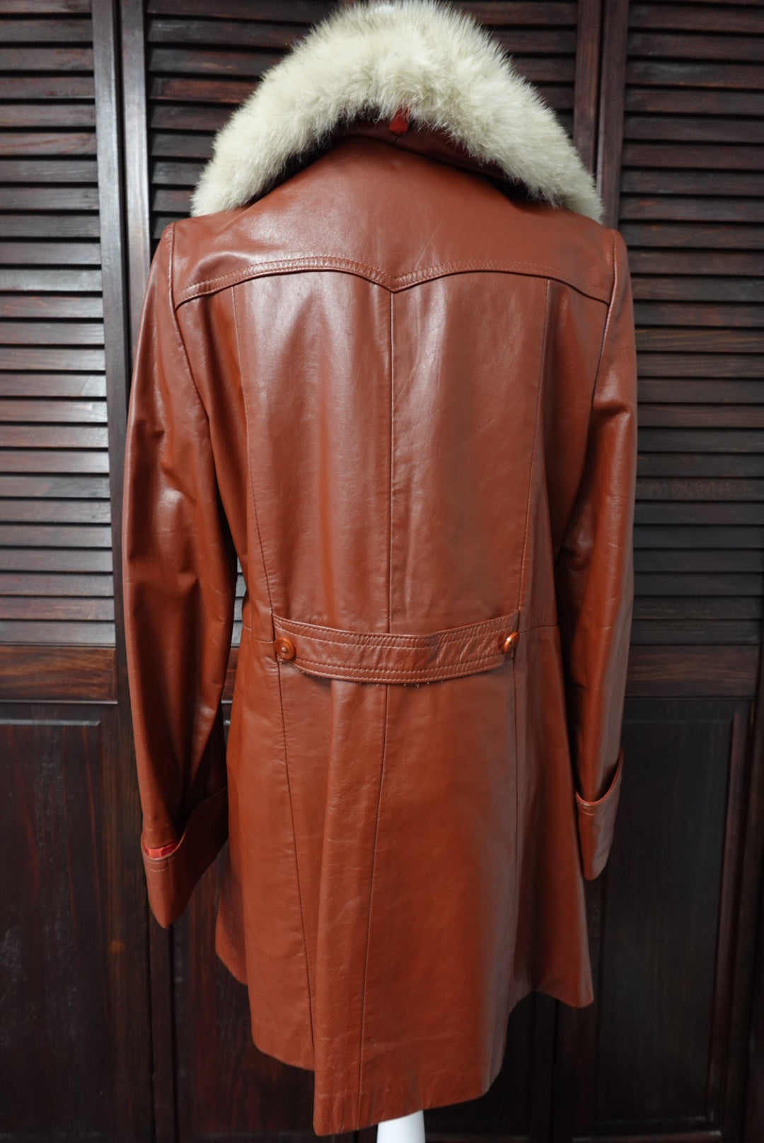 70s Fur Collar Leather Coat