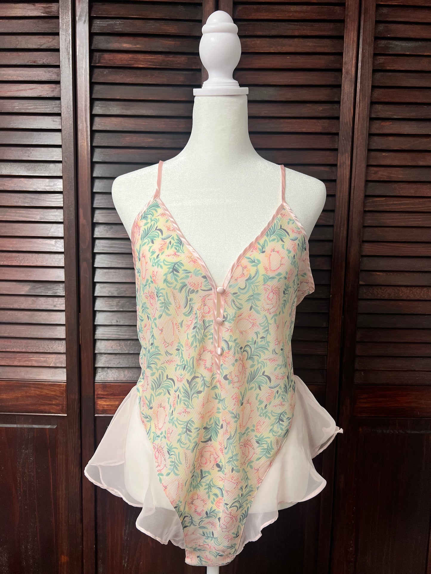 80s Victoria's Secret Floral Lingerie Romper
