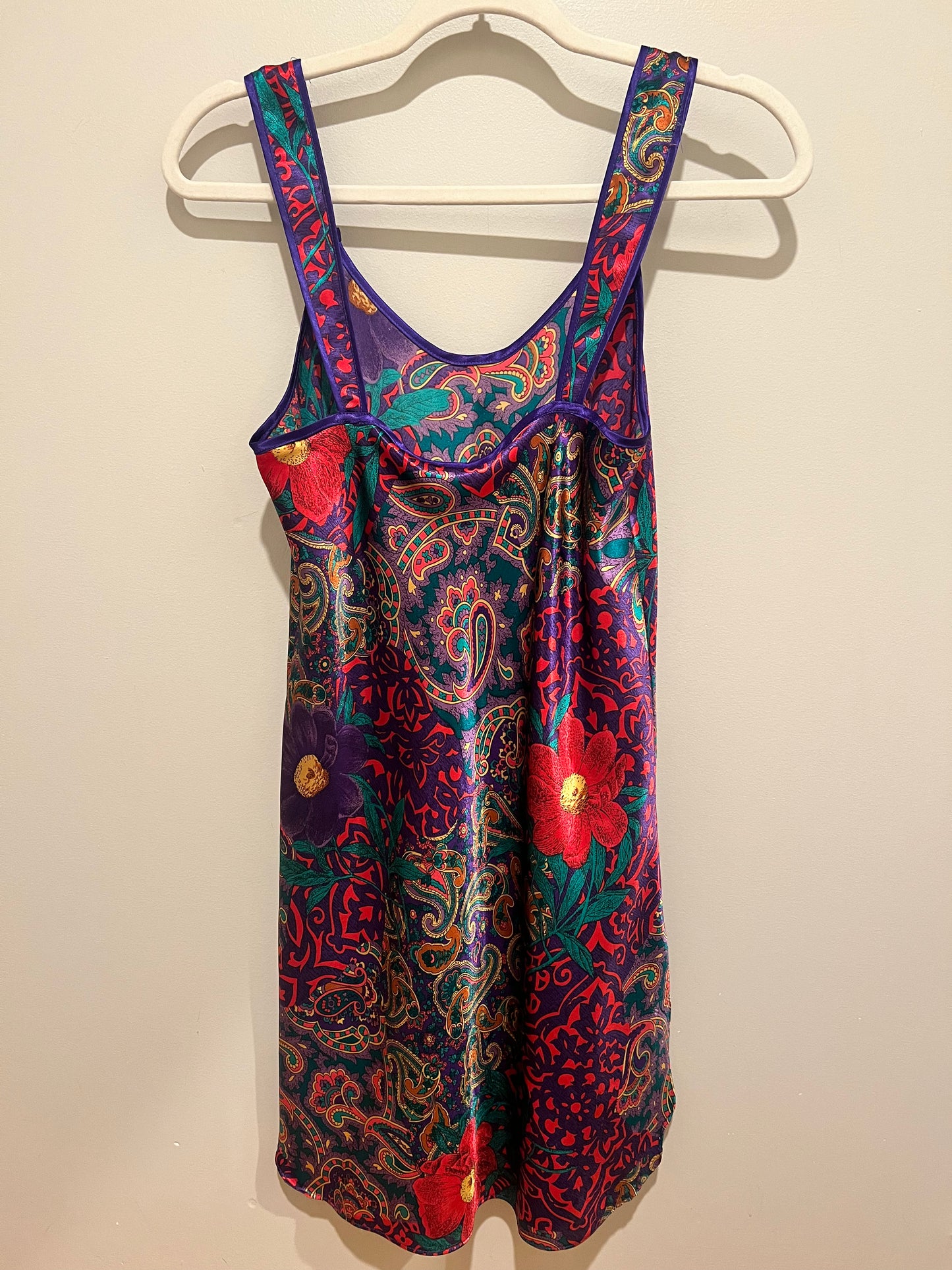 1980s Adonna Paisley & Floral Slip Dress