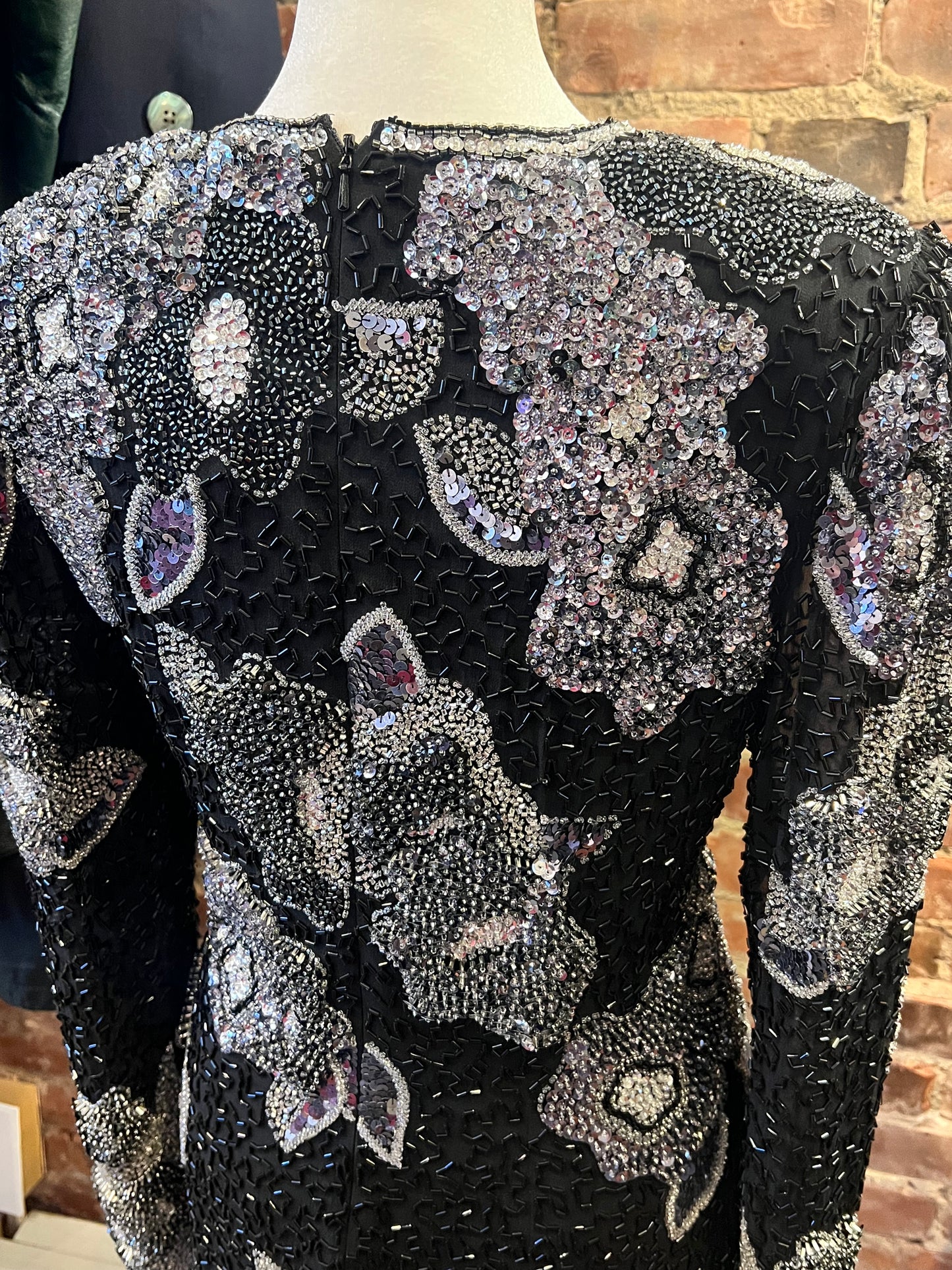 90s Oleg Cassini Beaded Evening Dress