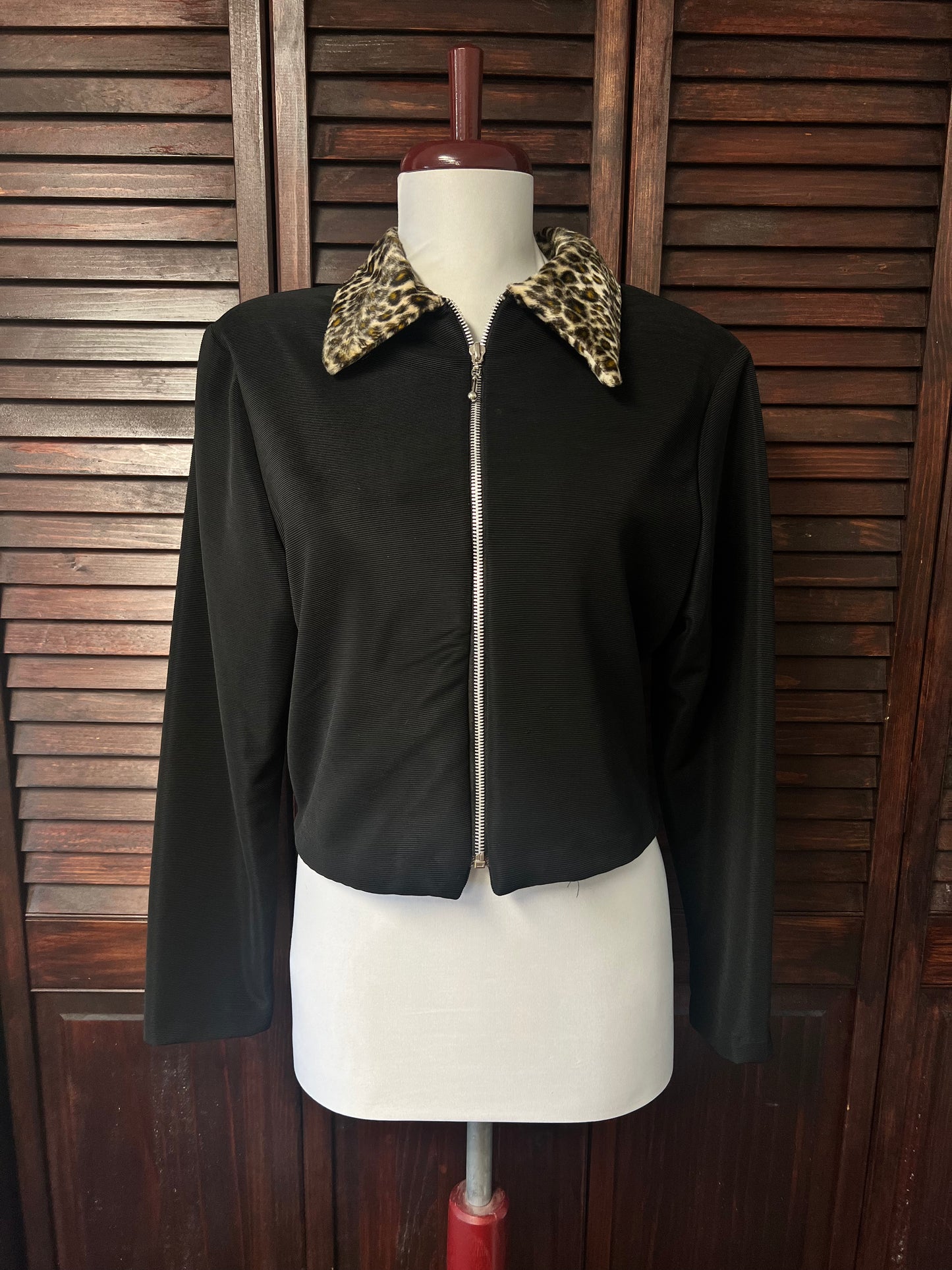 80s/90s Cheetah Collar Zip-Up Jacket