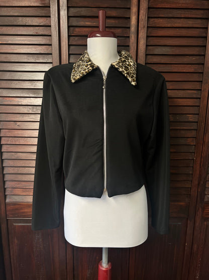 80s/90s Cheetah Collar Zip-Up Jacket