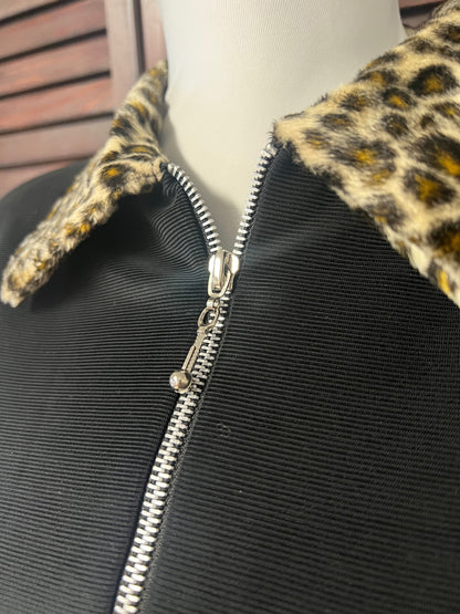 80s/90s Cheetah Collar Zip-Up Jacket