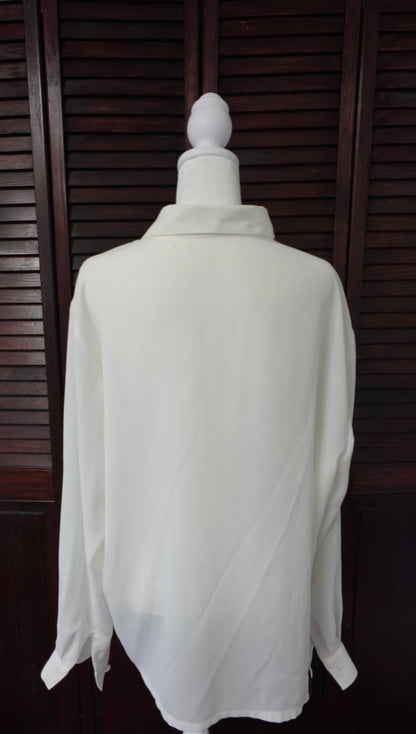 Vintage Pleated Embroidered Blouse
