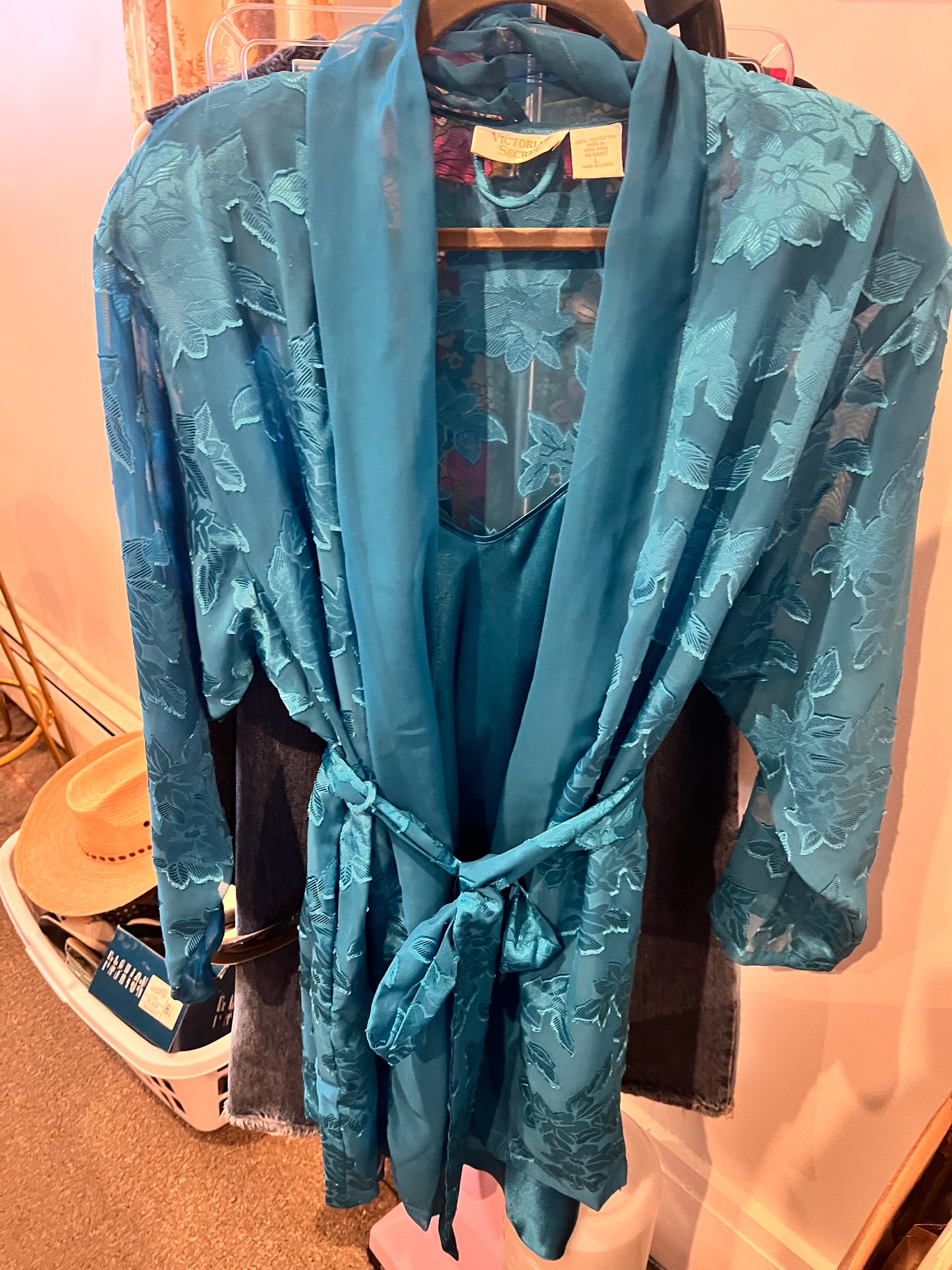 80s/90s Victoria's Secret Slip & Robe Set