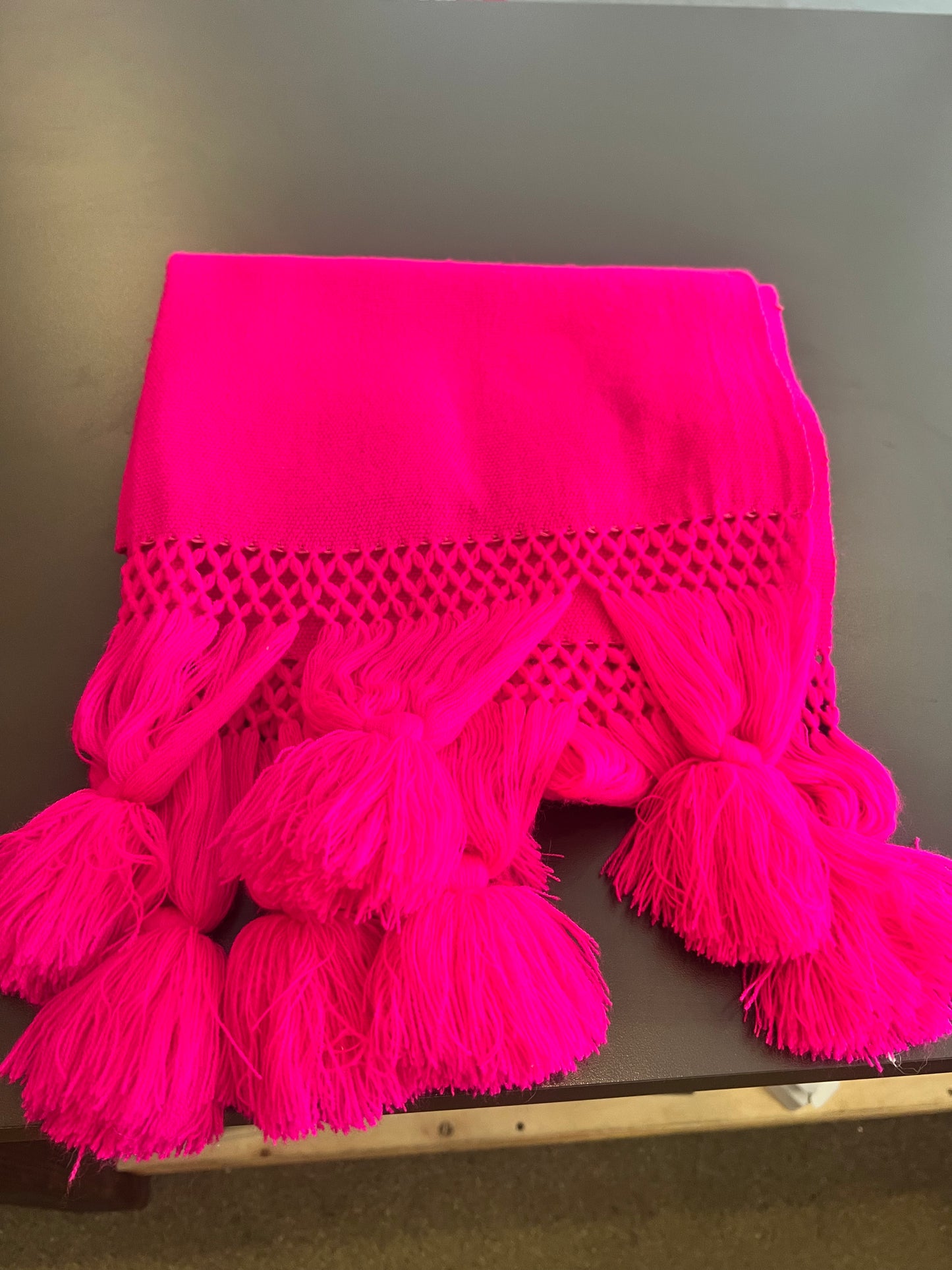 60s Wool Scarf Shawl w/ Tassels