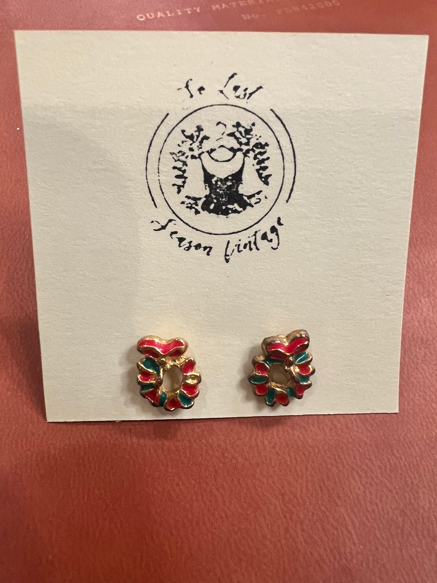Vintage Christmas Wreath Post Earrings