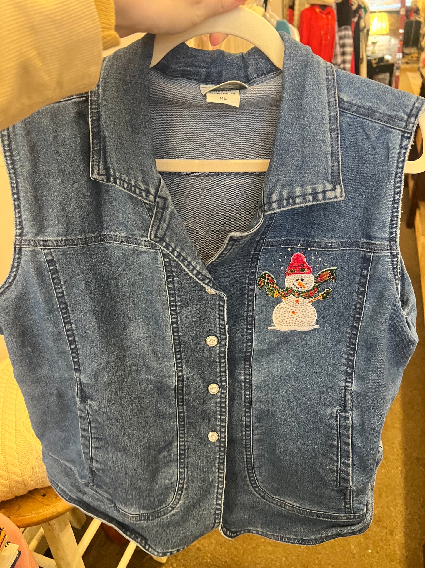 90s Distinct Snowman Denim Vest
