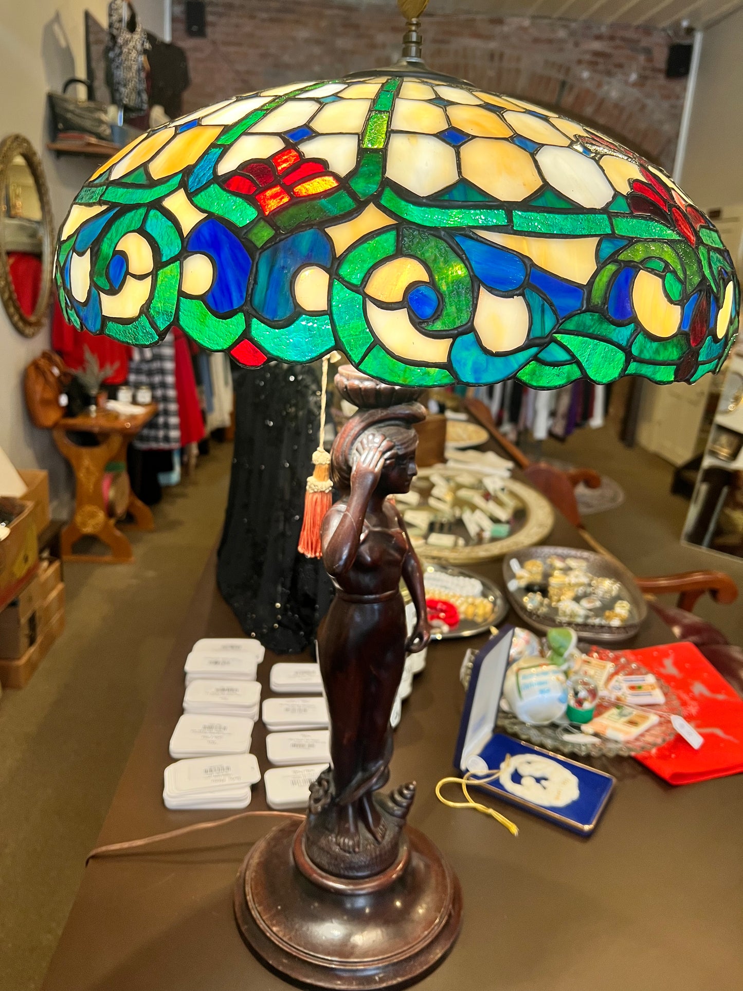 Early 1900s Tiffany Wood Lamp