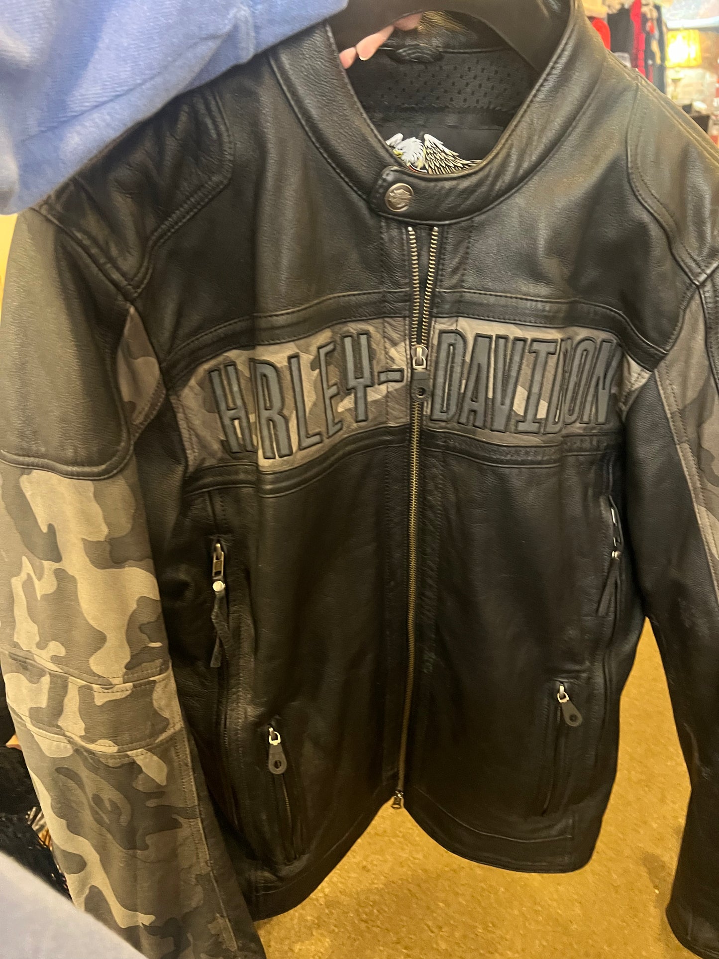 2008 Harley Davidson Camo Leather Motorcycle Jacket