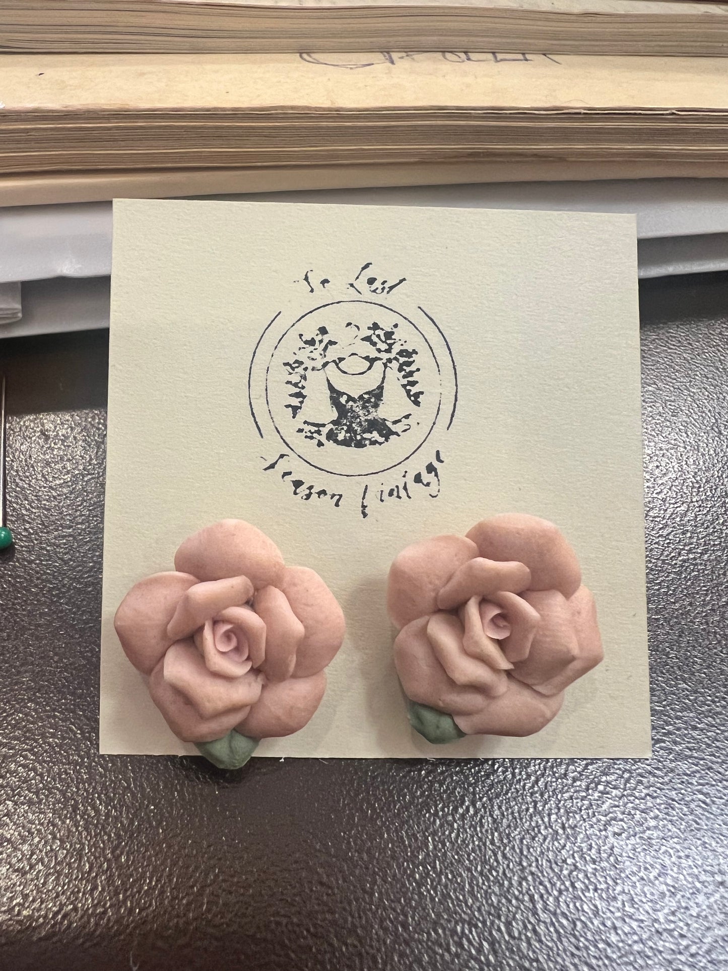 Vintage Rose Porcelain Post Earrings
