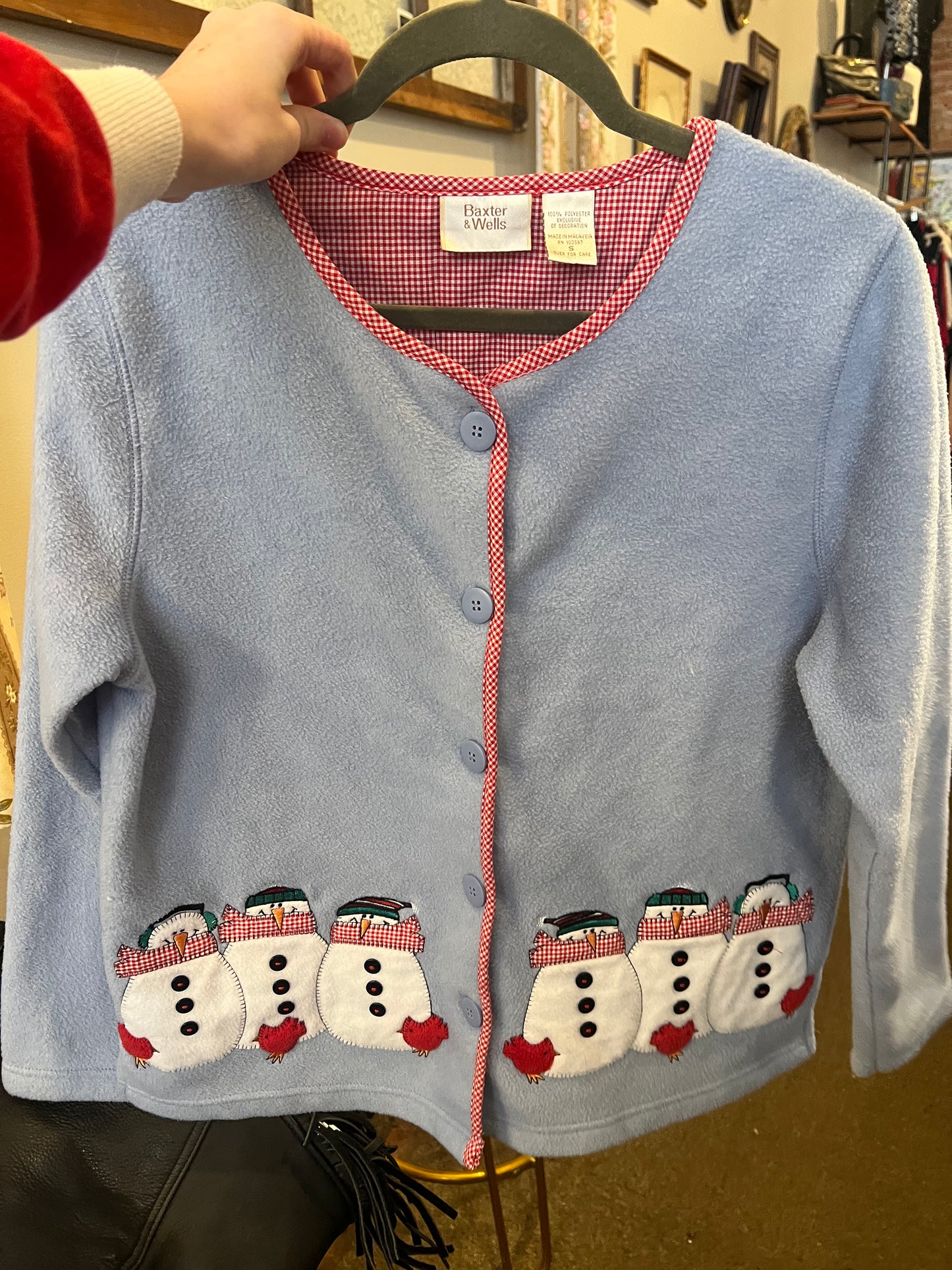 90s Baxter & Wells Snowman & Gingham Sweater