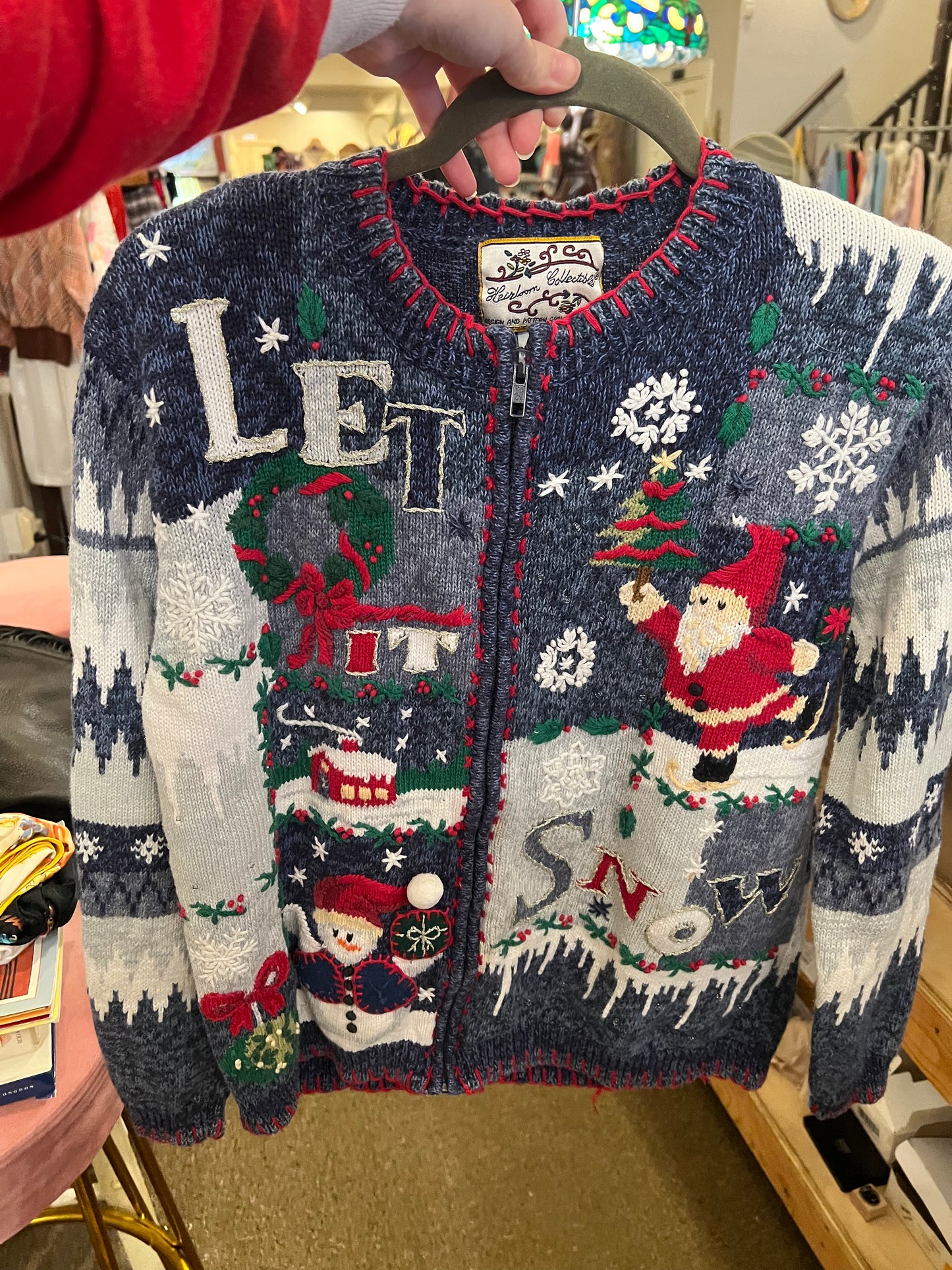 2002 Heirloom Collectibles Let It Snow Zip Up Sweater