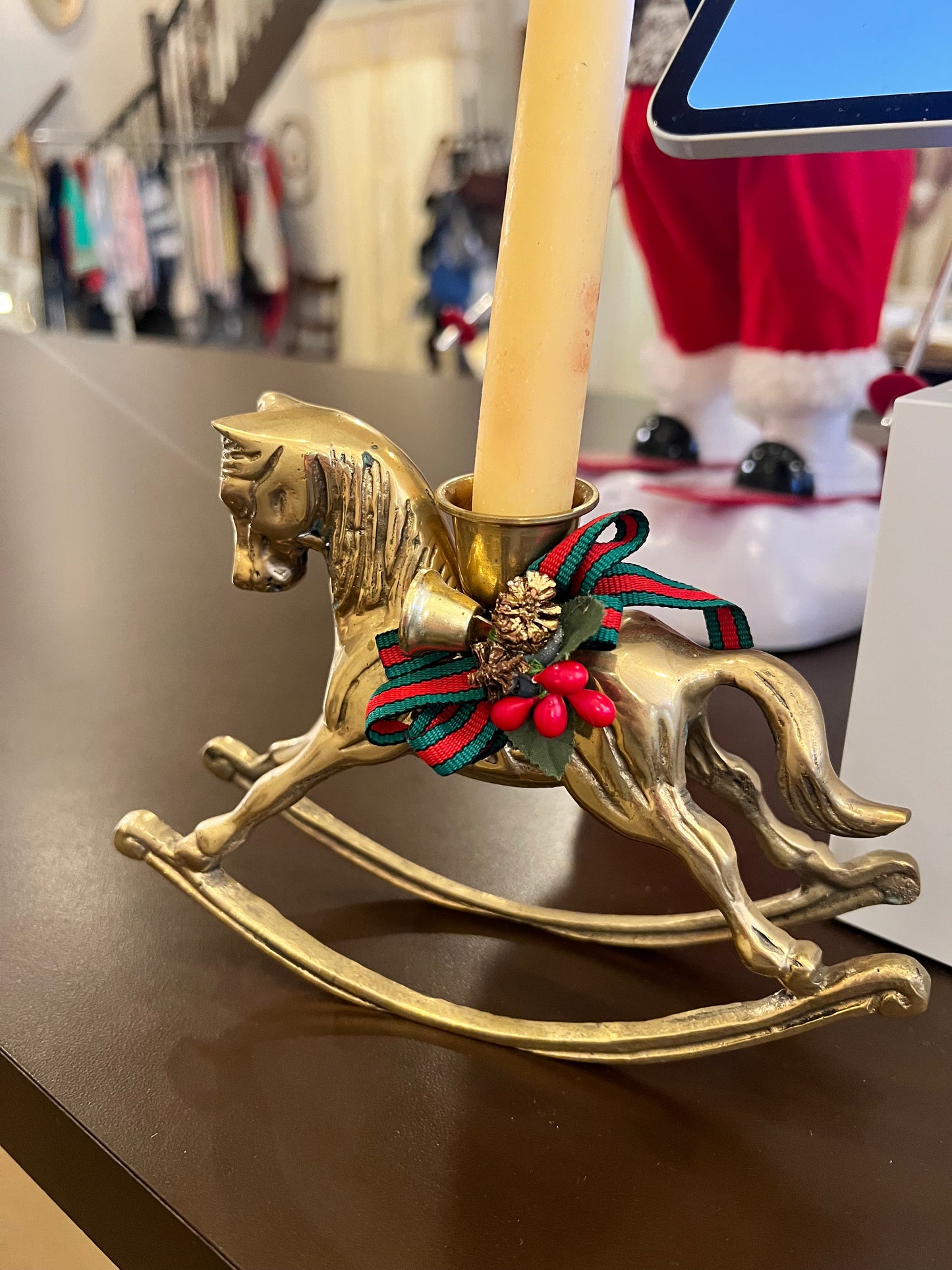 Vintage Brass Rocking Horse Candle Holder