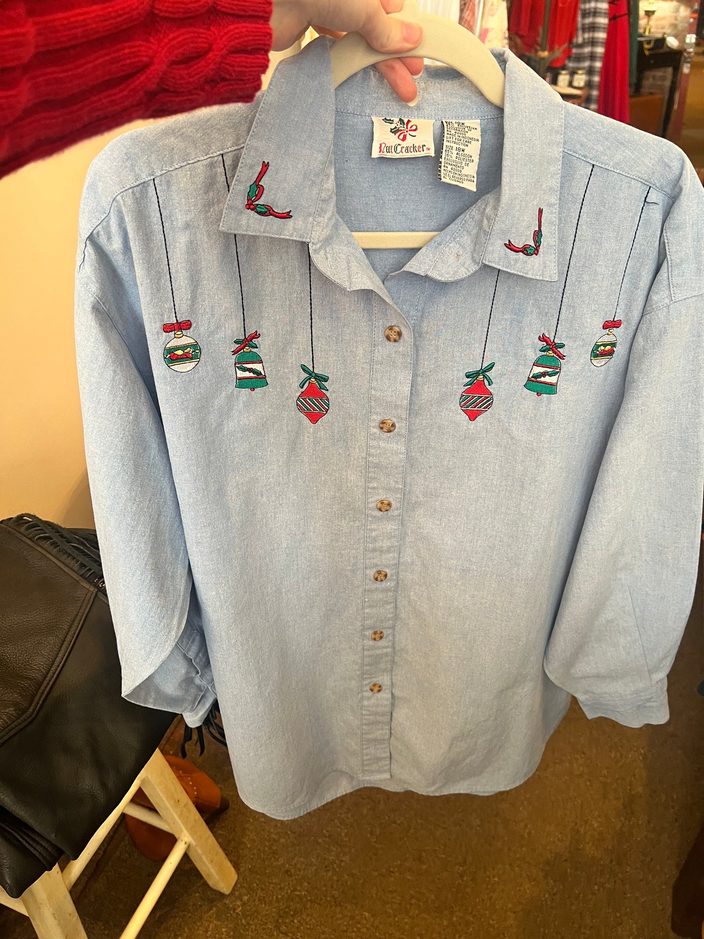 90s Nutcracker Ornament Christmas Button Down Shirt