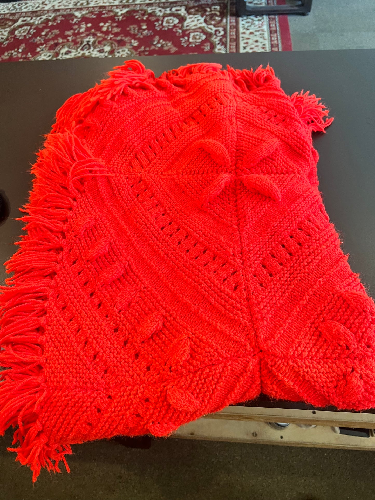 Vintage Handmade Afghan 3D Pattern Blanket