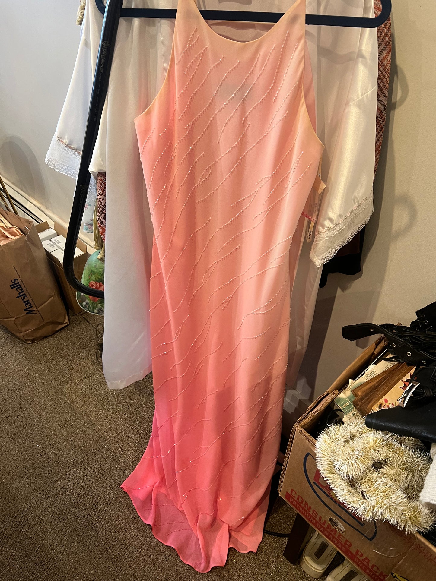 90s/2000s Chelsea Nites Beaded Halter Dress