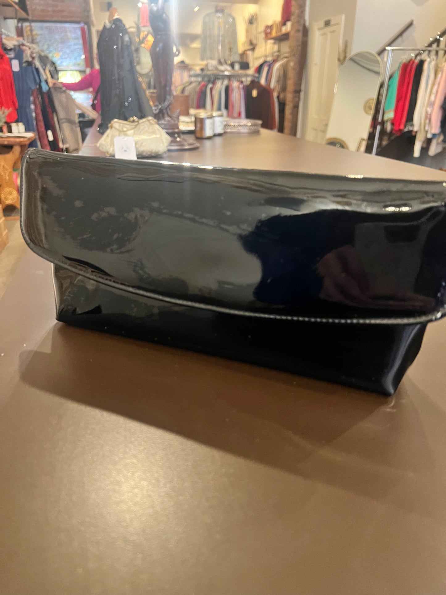 Vintage Patent Leather Clutch w/ Attached Coin Purse