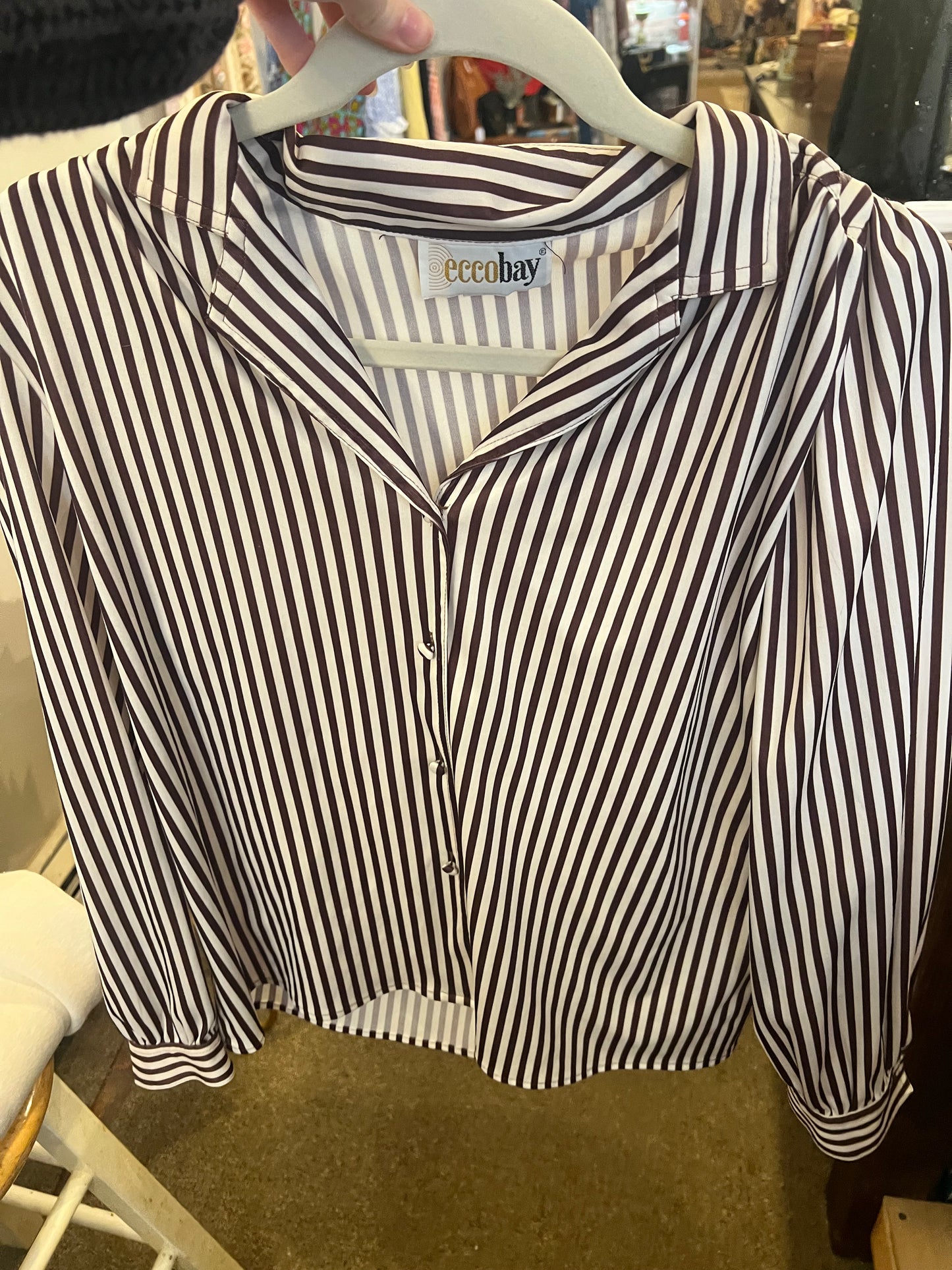 70s Ecco Bay Stripe Button Up Blouse