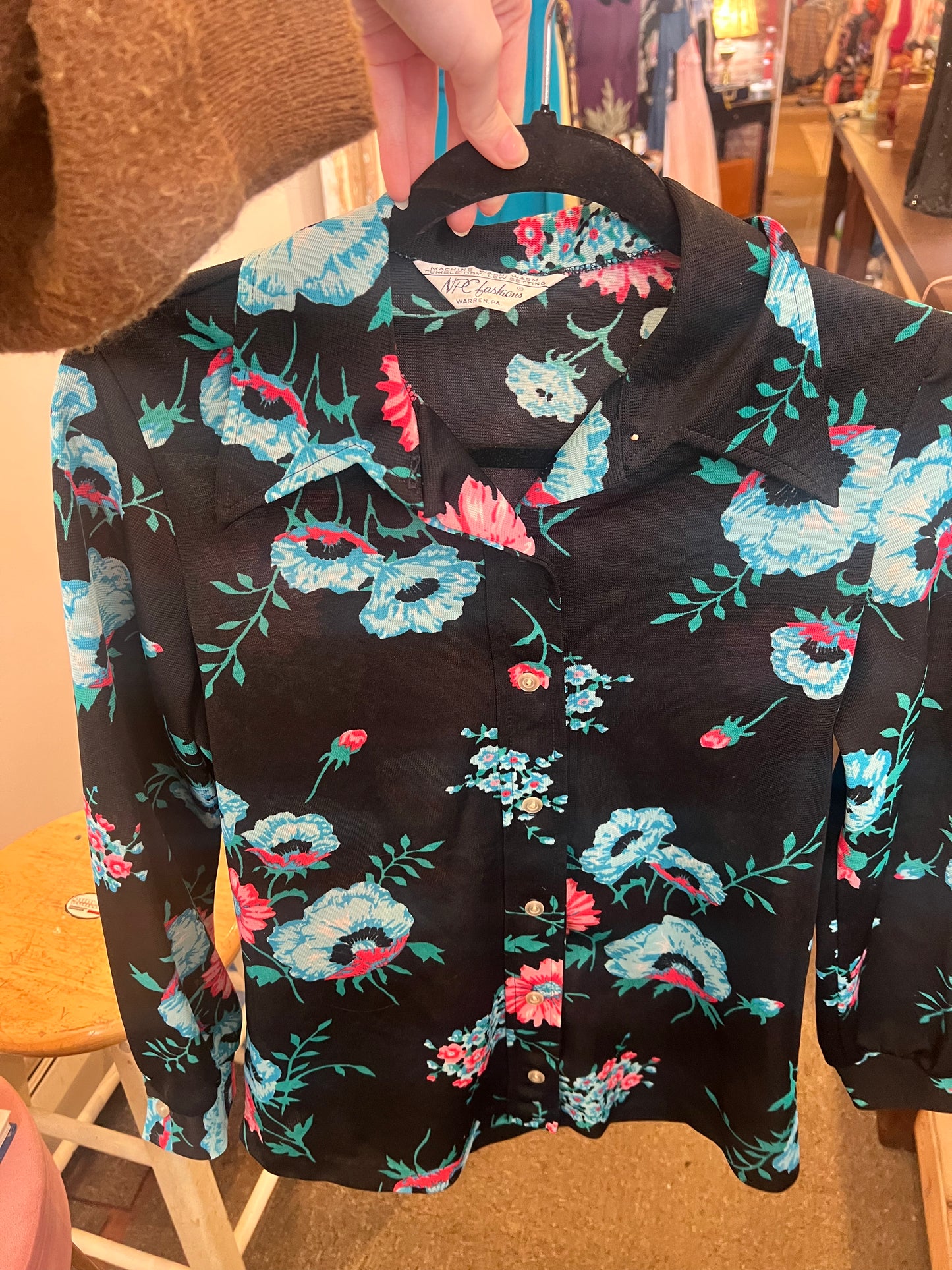 70s NPC Fashions Floral Blouse