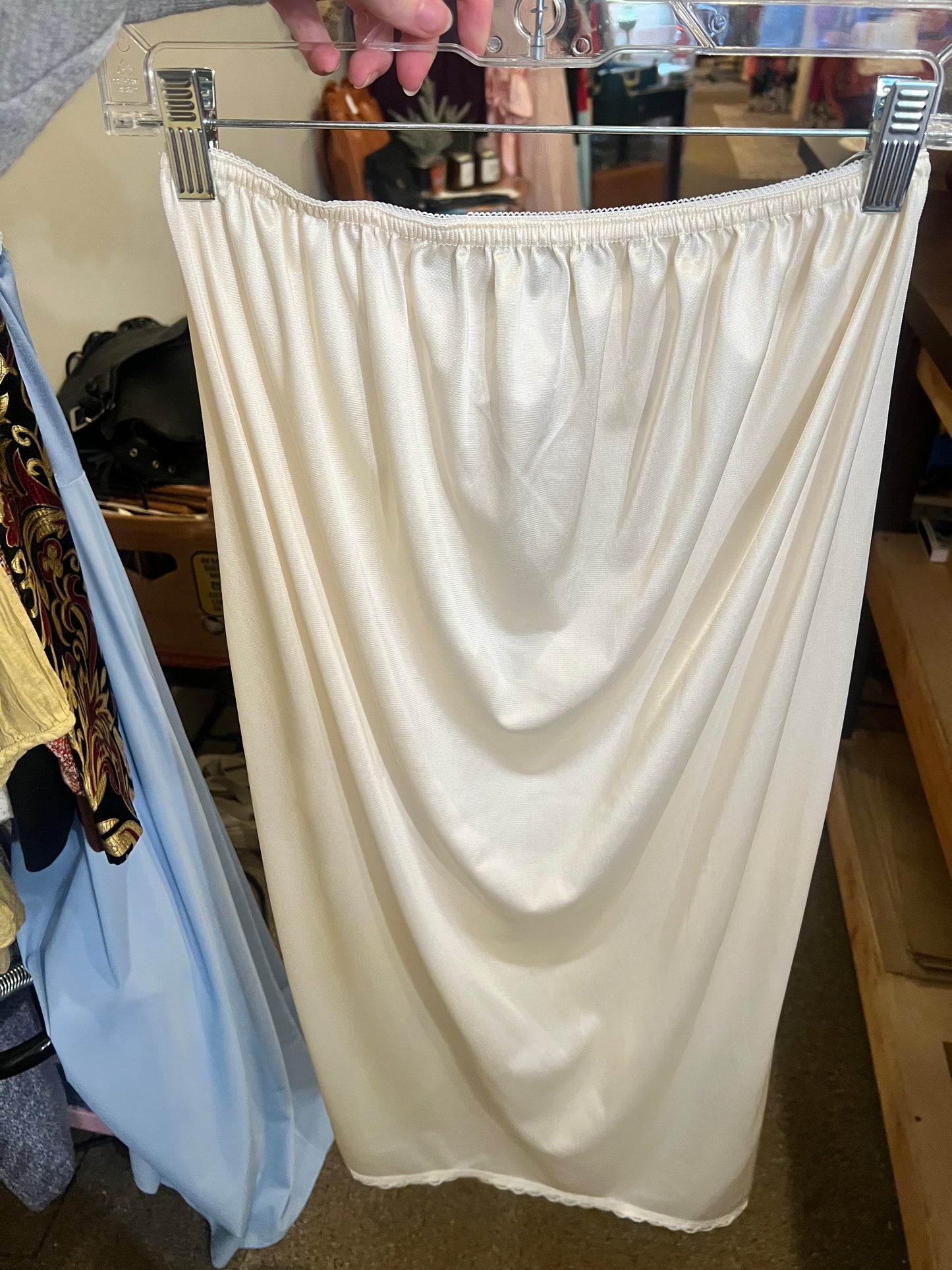 90s Lace Trim Slip Skirt