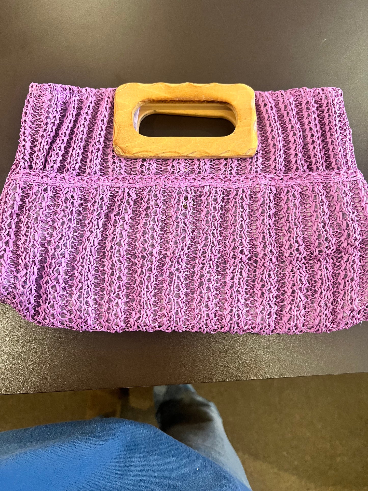 70s/80s Bag World Wooden Handle Purse