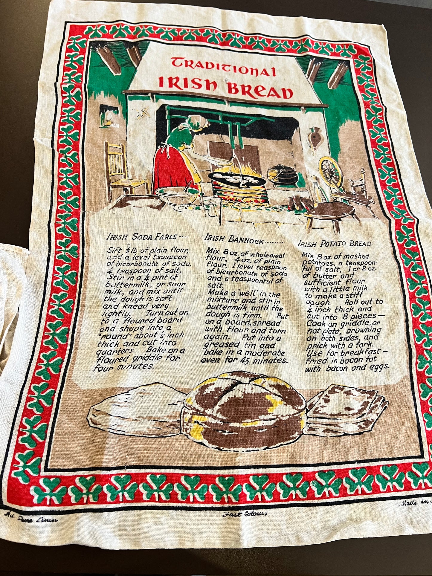 Vintage Traditional Irish Bread Linen Tea Towel