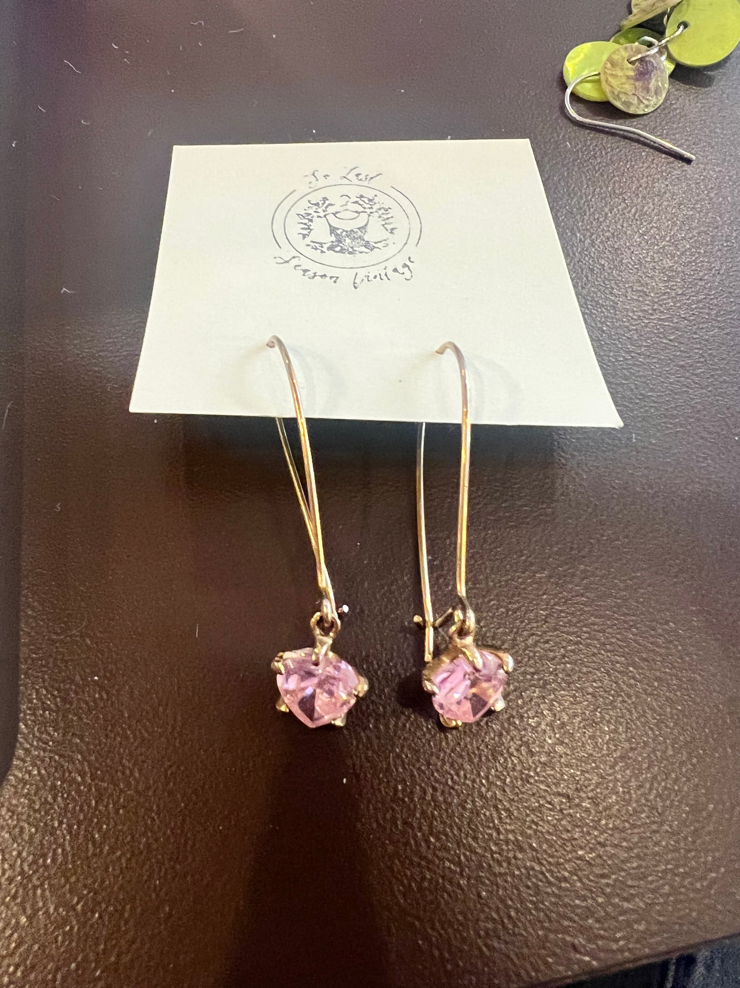 Vintage Avon Pink Stone Heart Earrings
