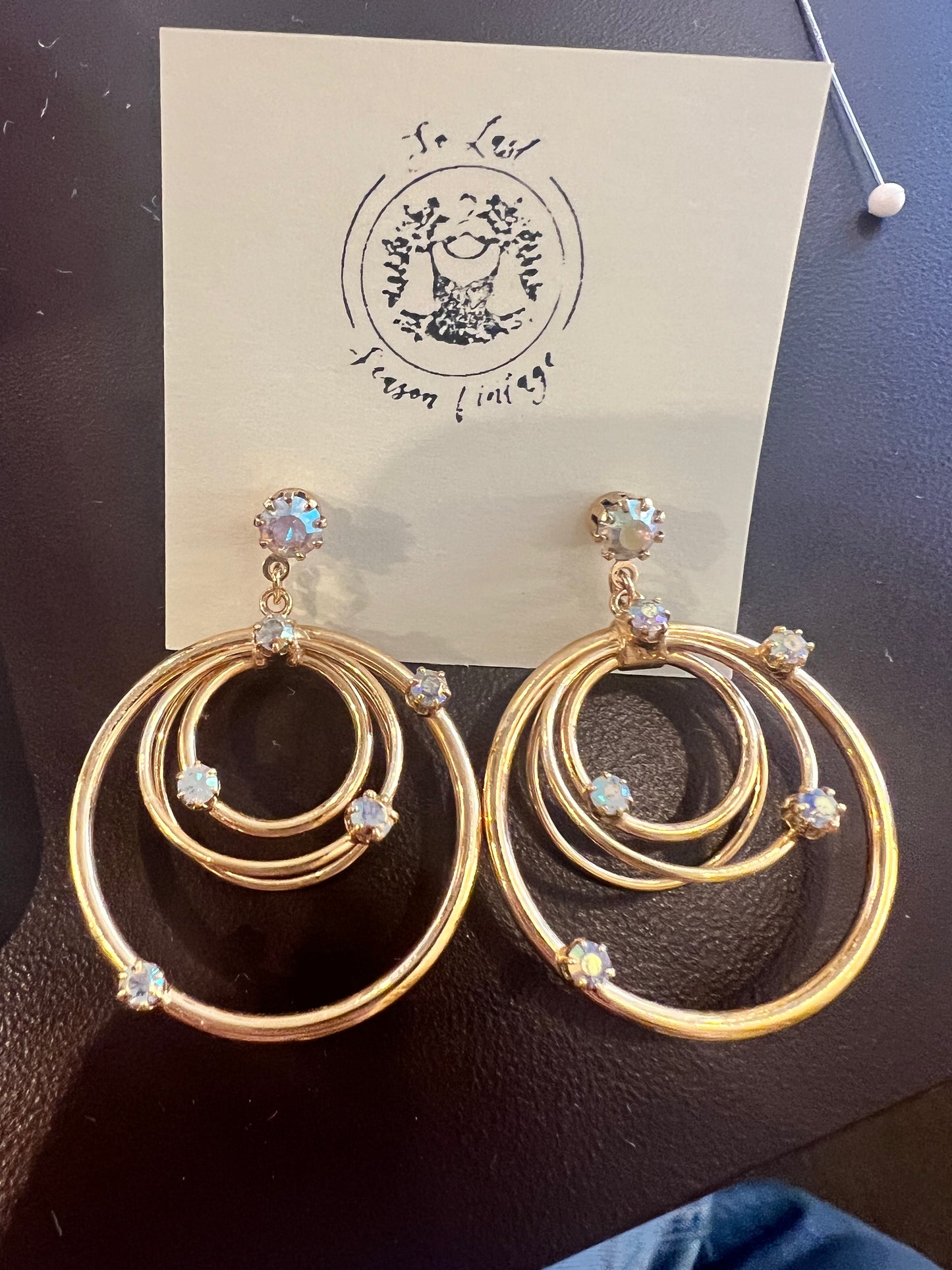 Vintage Triple Hoop Rhinestone Earrings