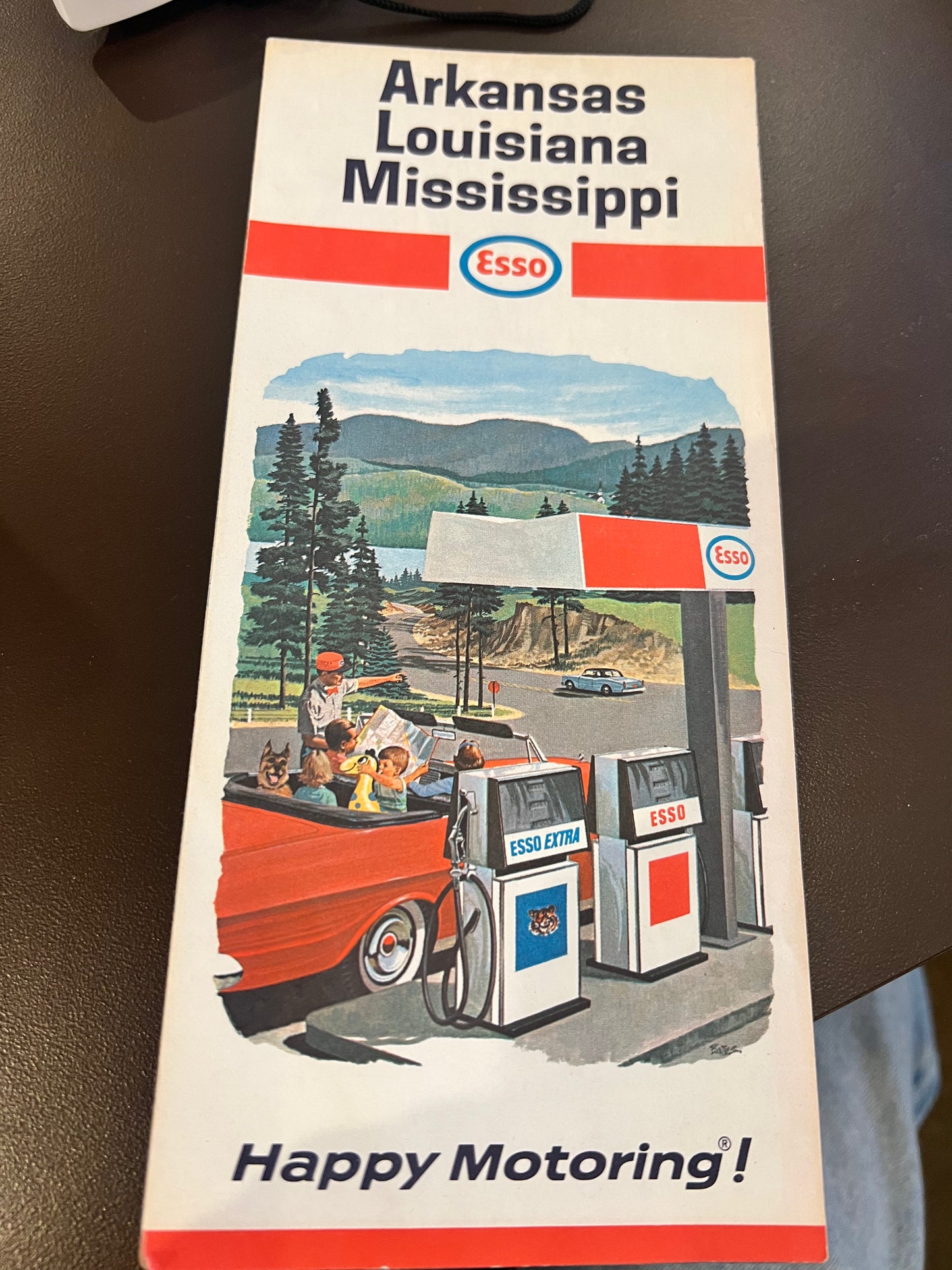 60s Arkansas Lousiana Mississippi Esso Map