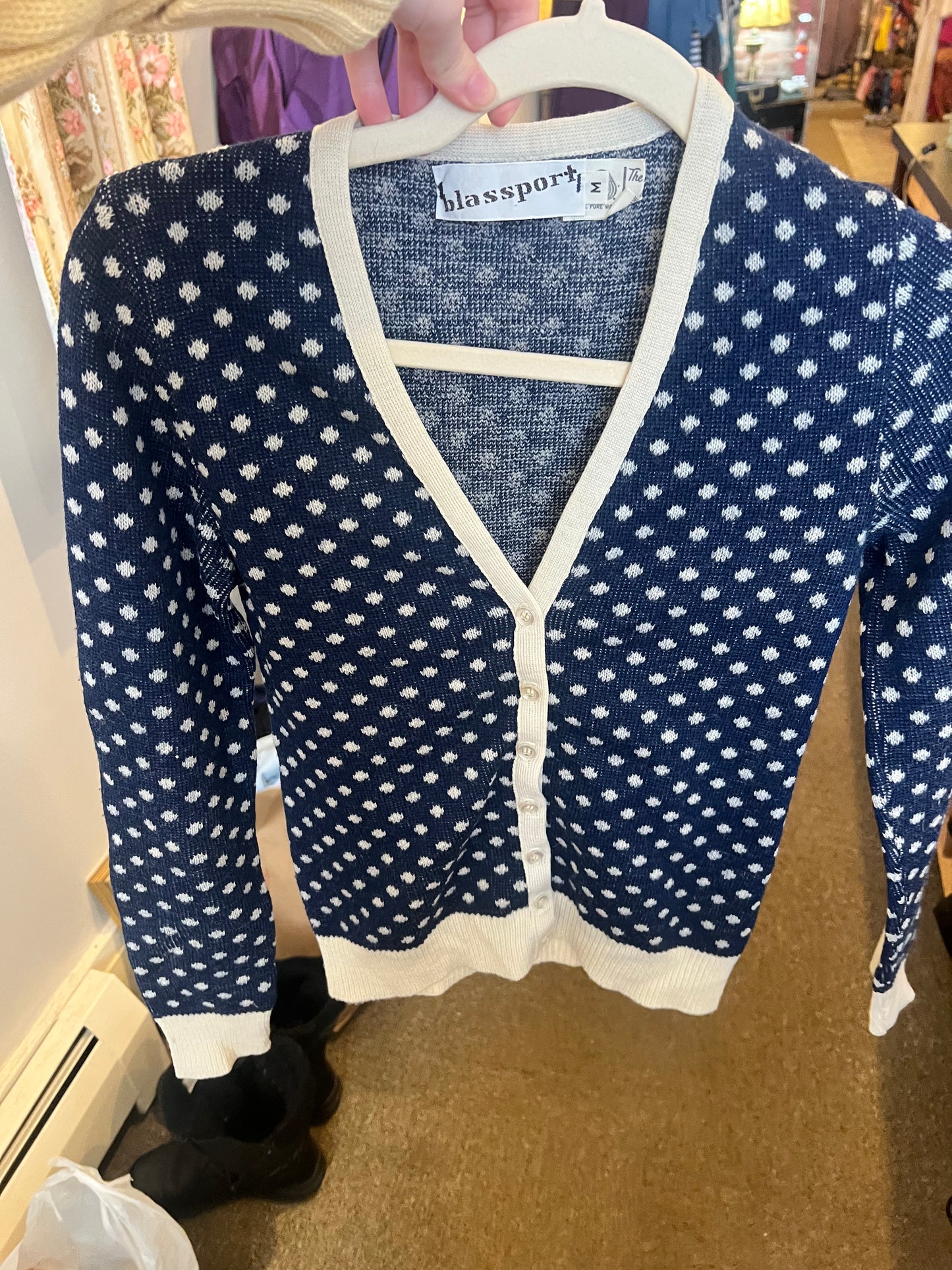 70s Blassport Polka Dot Cardigan