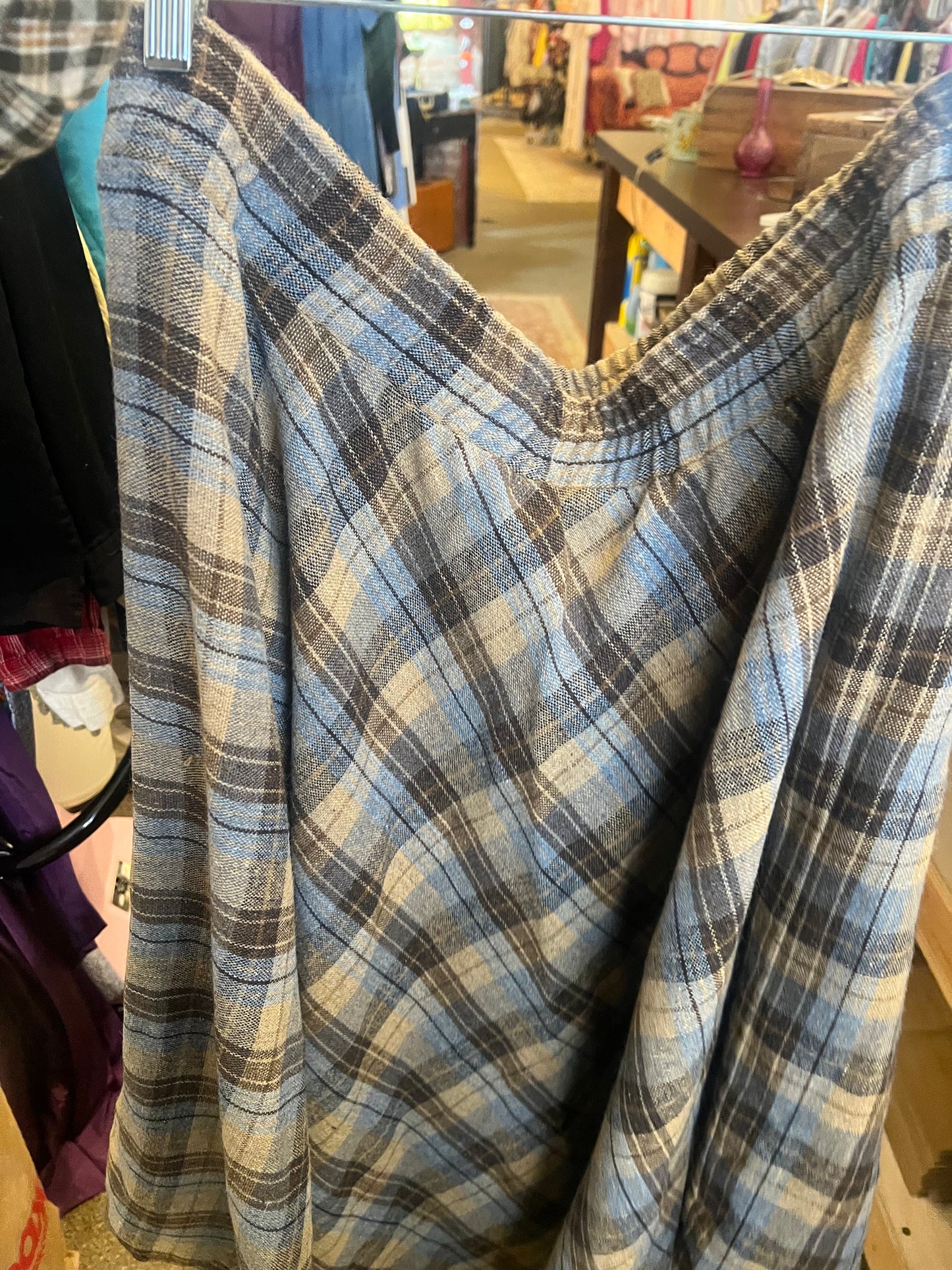 70s Plaid Flare Skirt