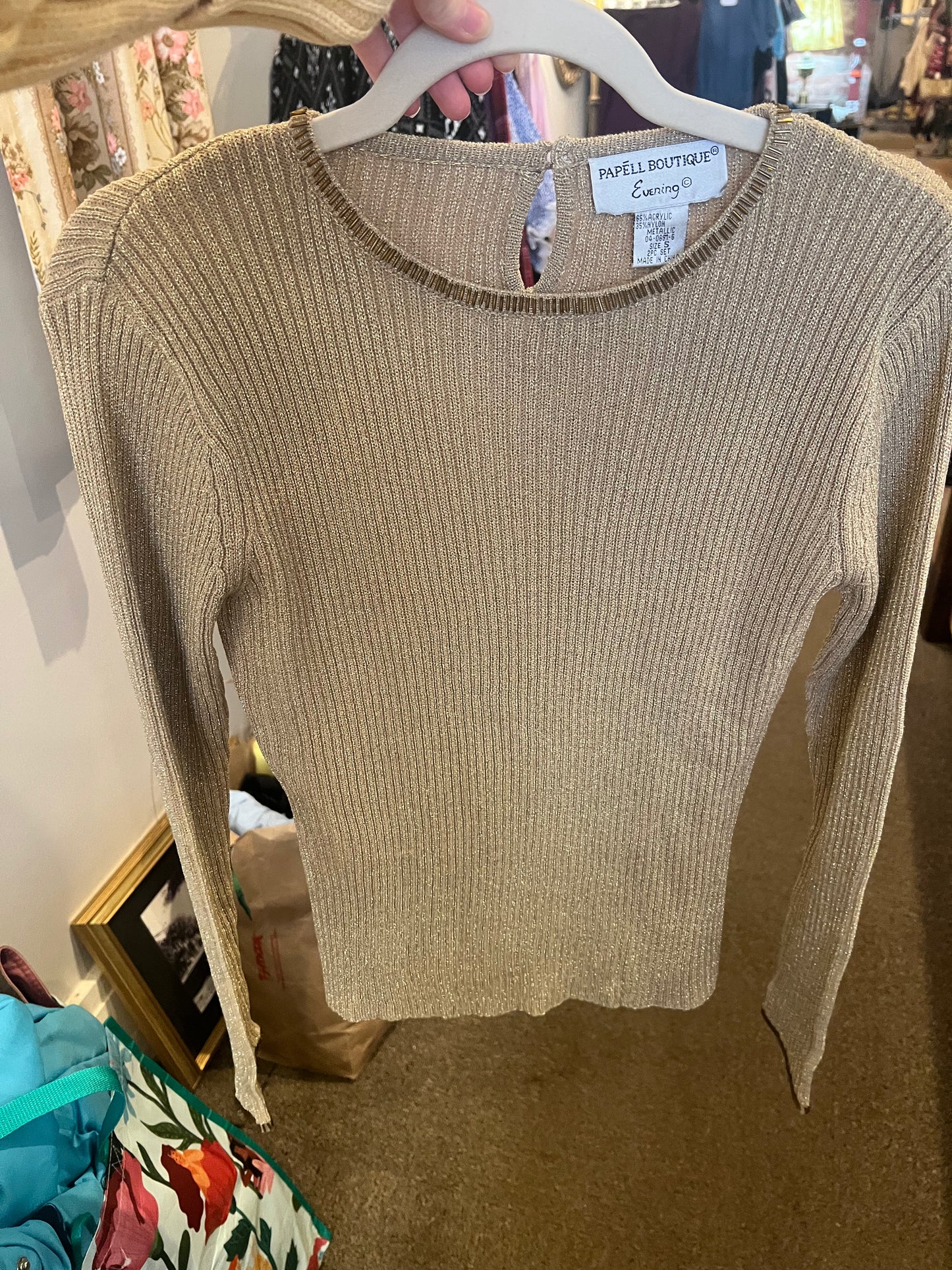 90s Papell Boutique Evening Long Sleeve Top