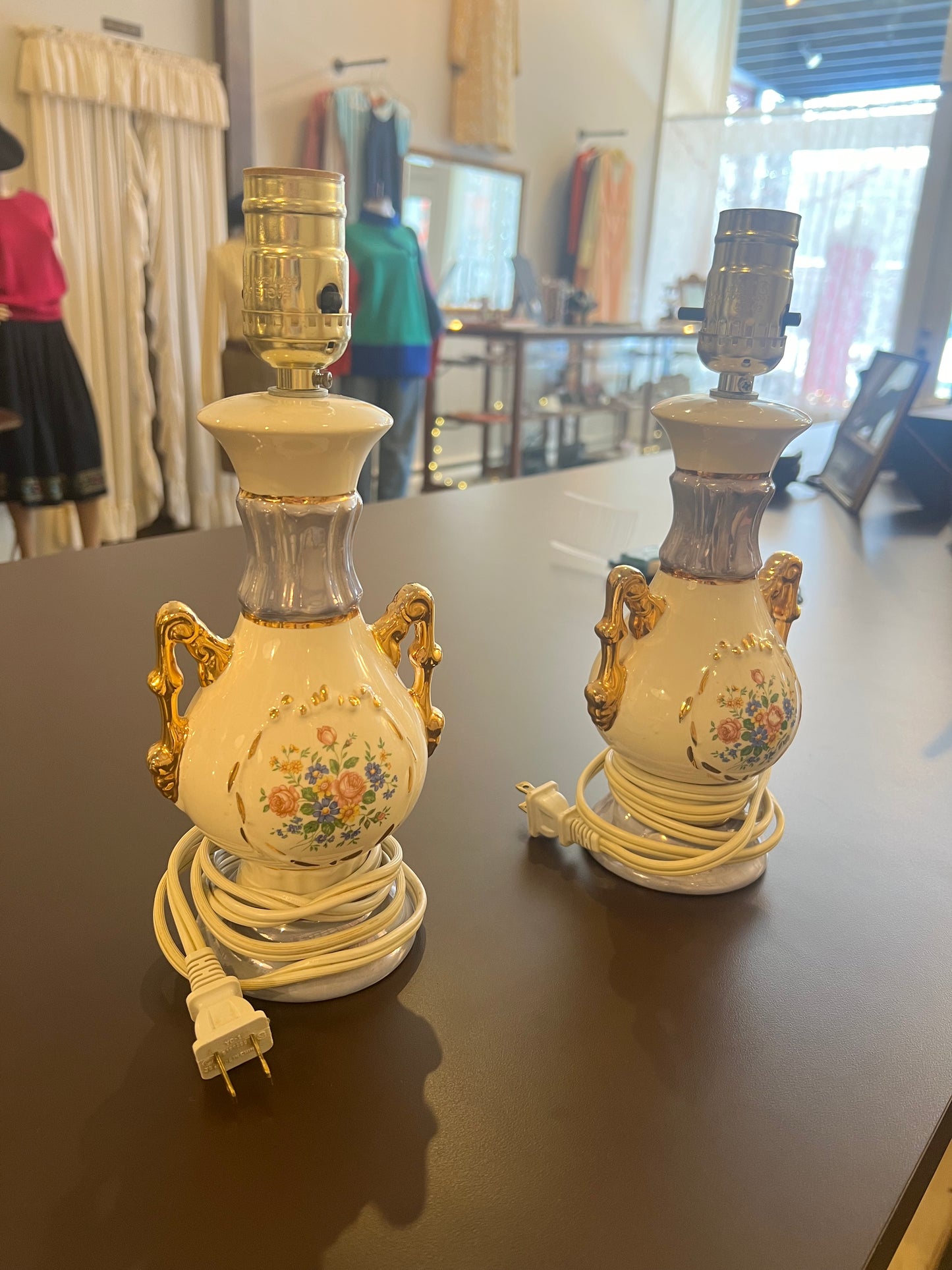 Antique Ceramic Floral Lamp