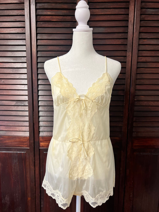 70s Front Tie Lingerie Romper
