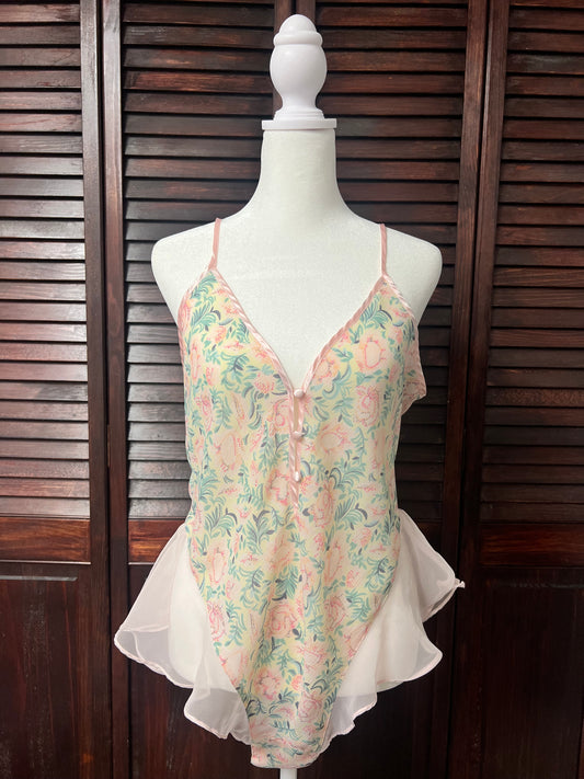 80s Victoria's Secret Floral Lingerie Romper