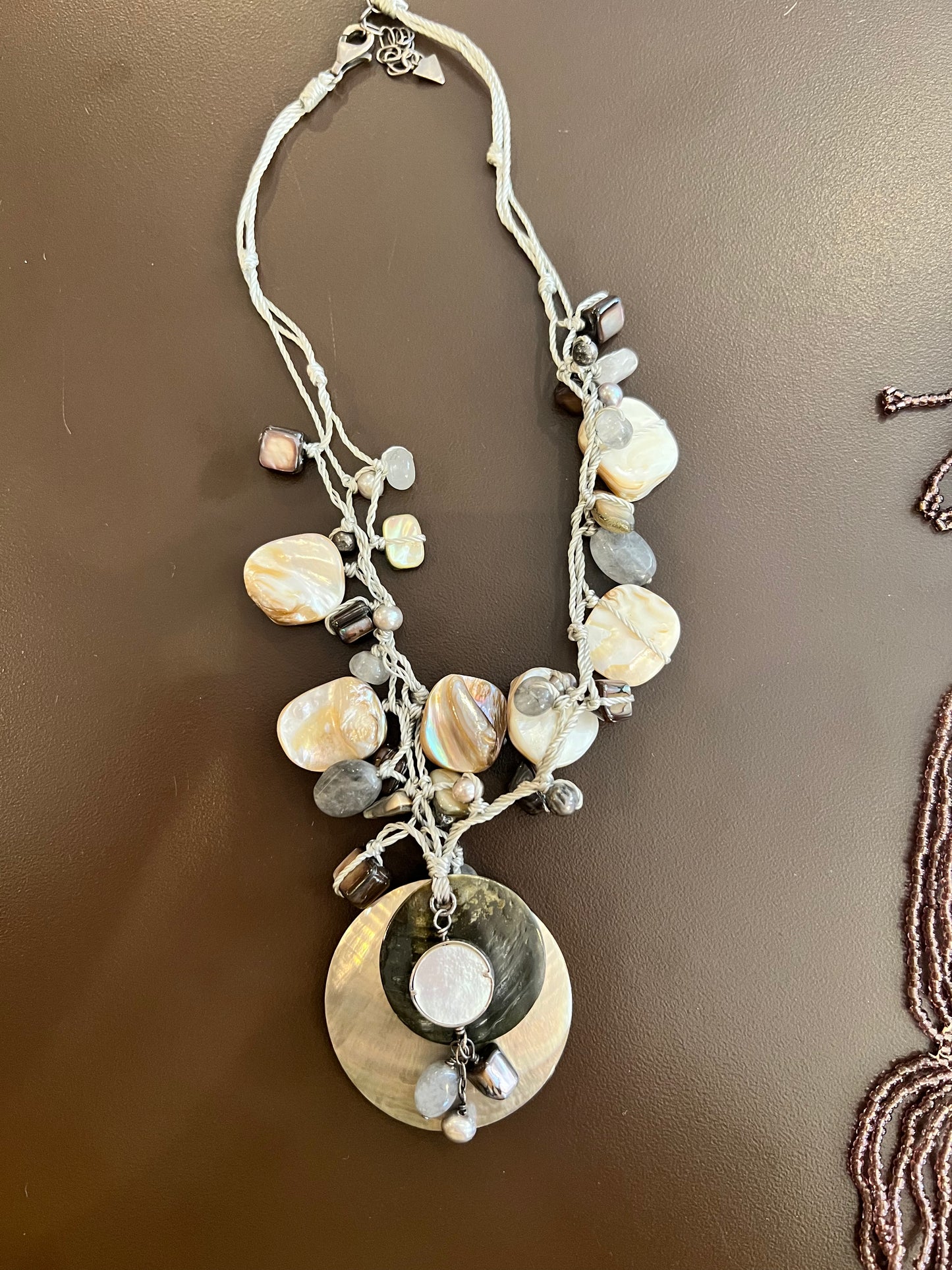 Sterling Silver Mother of Pearl Shell Necklace