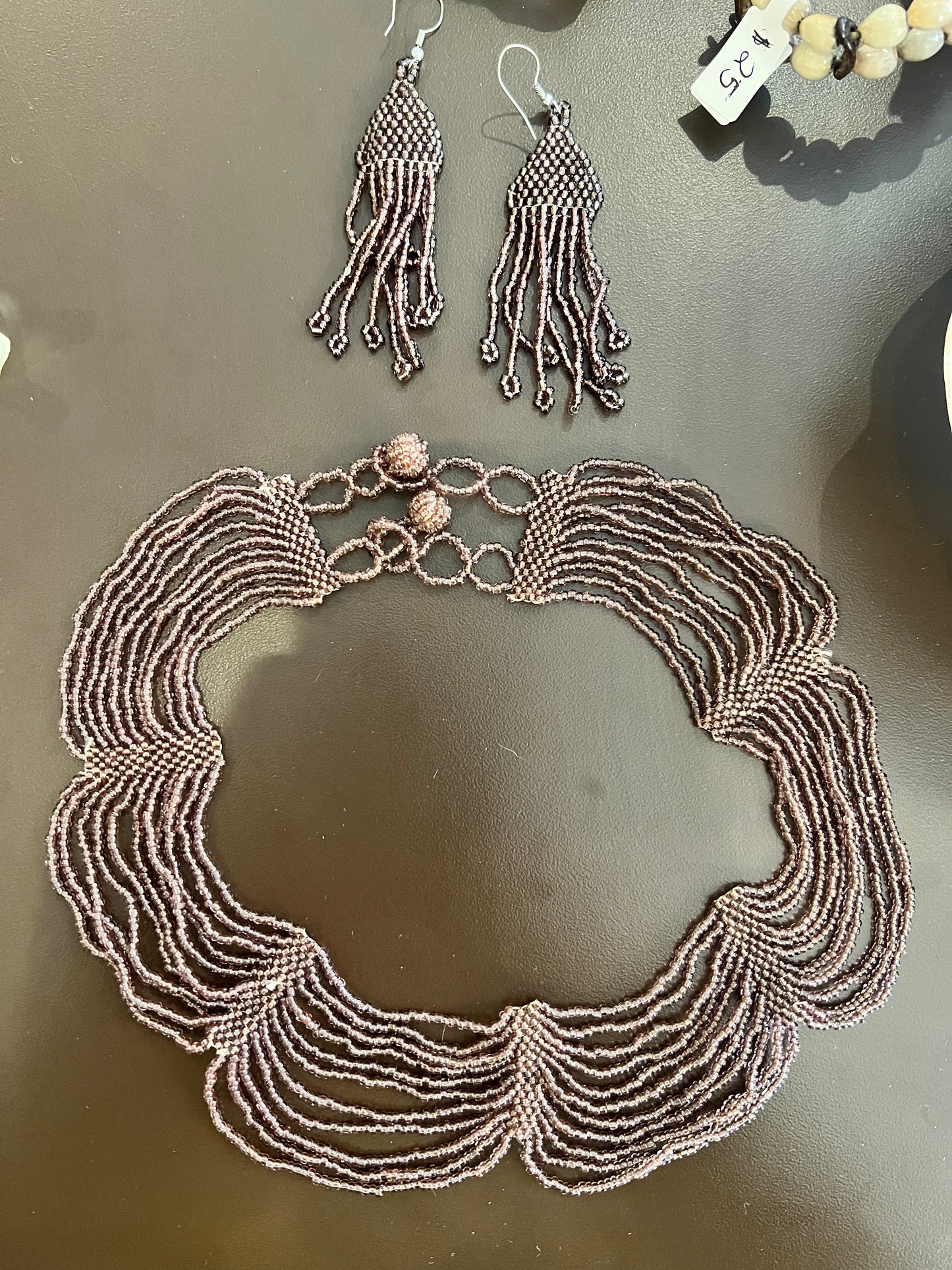 Vintage Beaded Necklace & Earrings Set