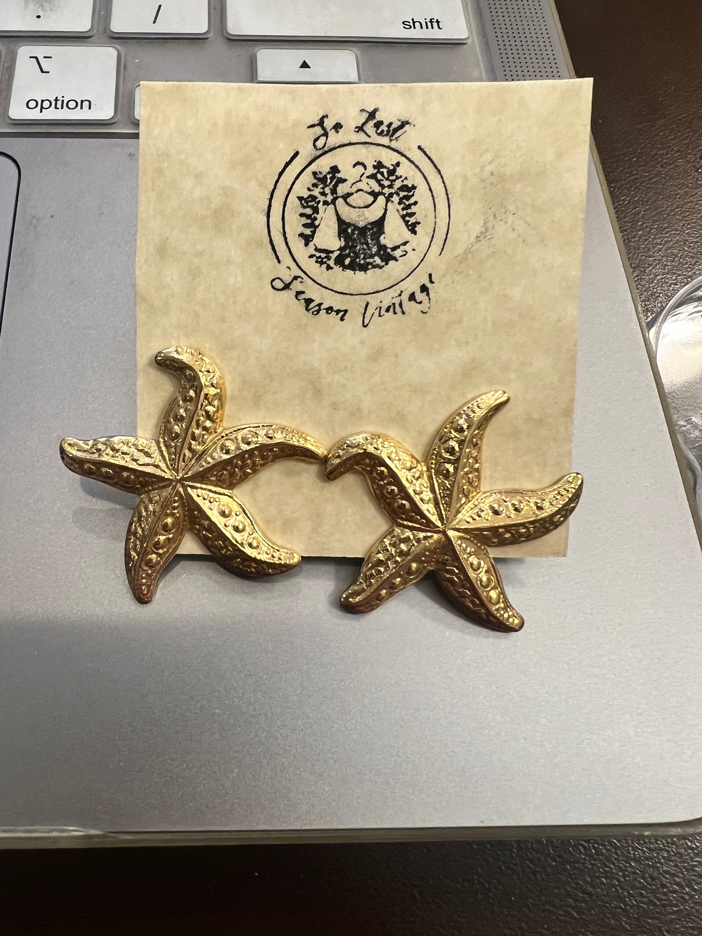 Vintage Gold Tone Starfish Earrings