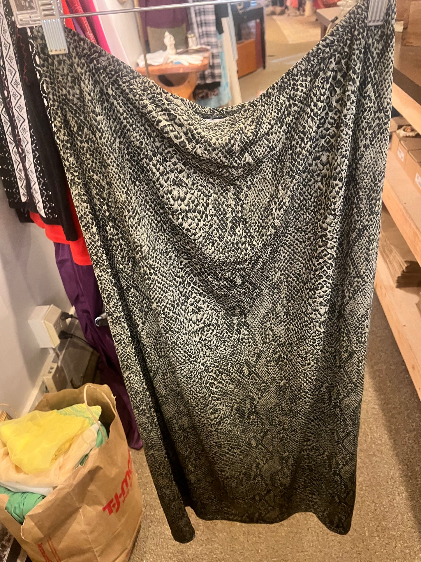 90s Fashion Bug Snake Print Maxi Skirt