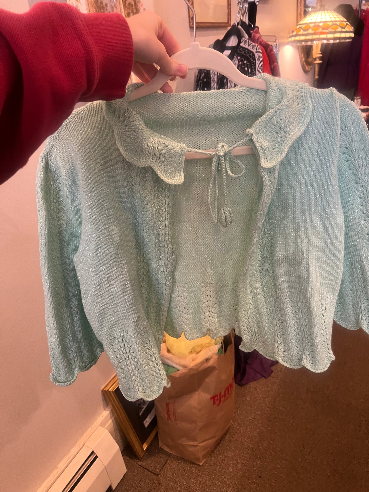 50s Hand knit Babydoll Shawl Cardigan