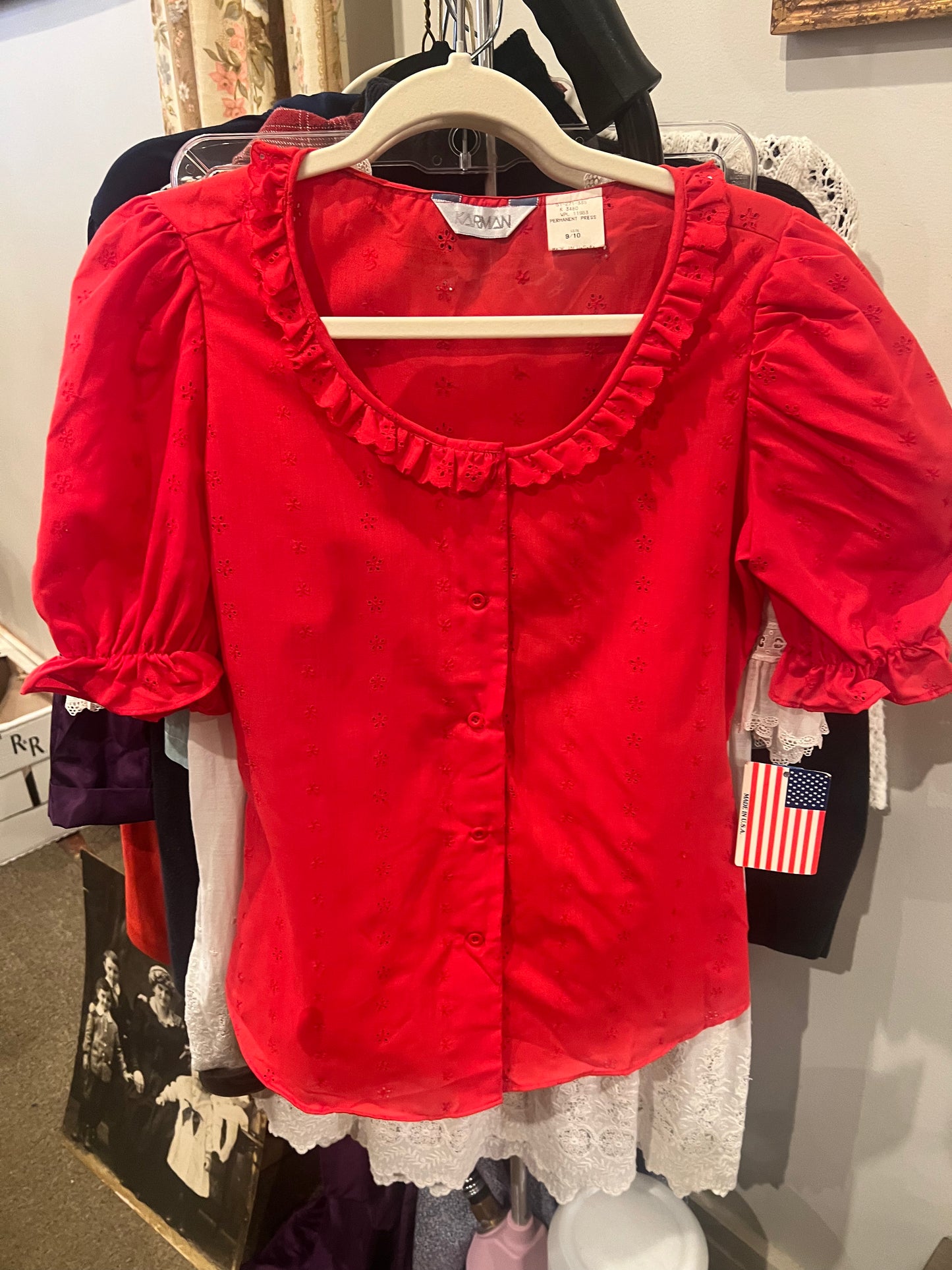 NWT 80s Karman Eyelet Top