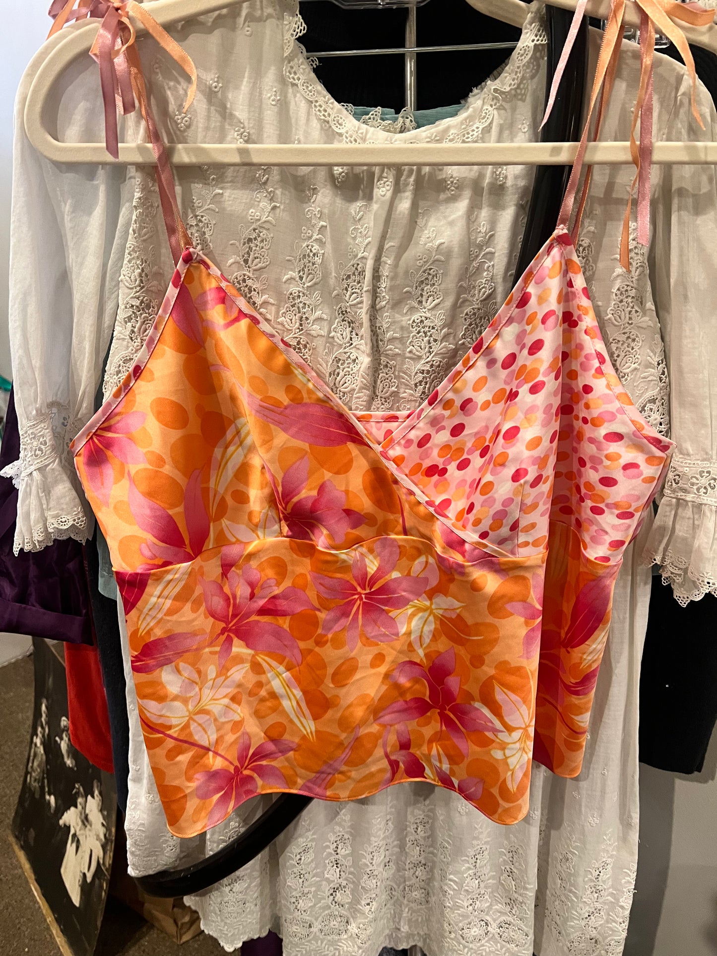 90s Valerie Stevens Floral & Polka Dot Tank Top
