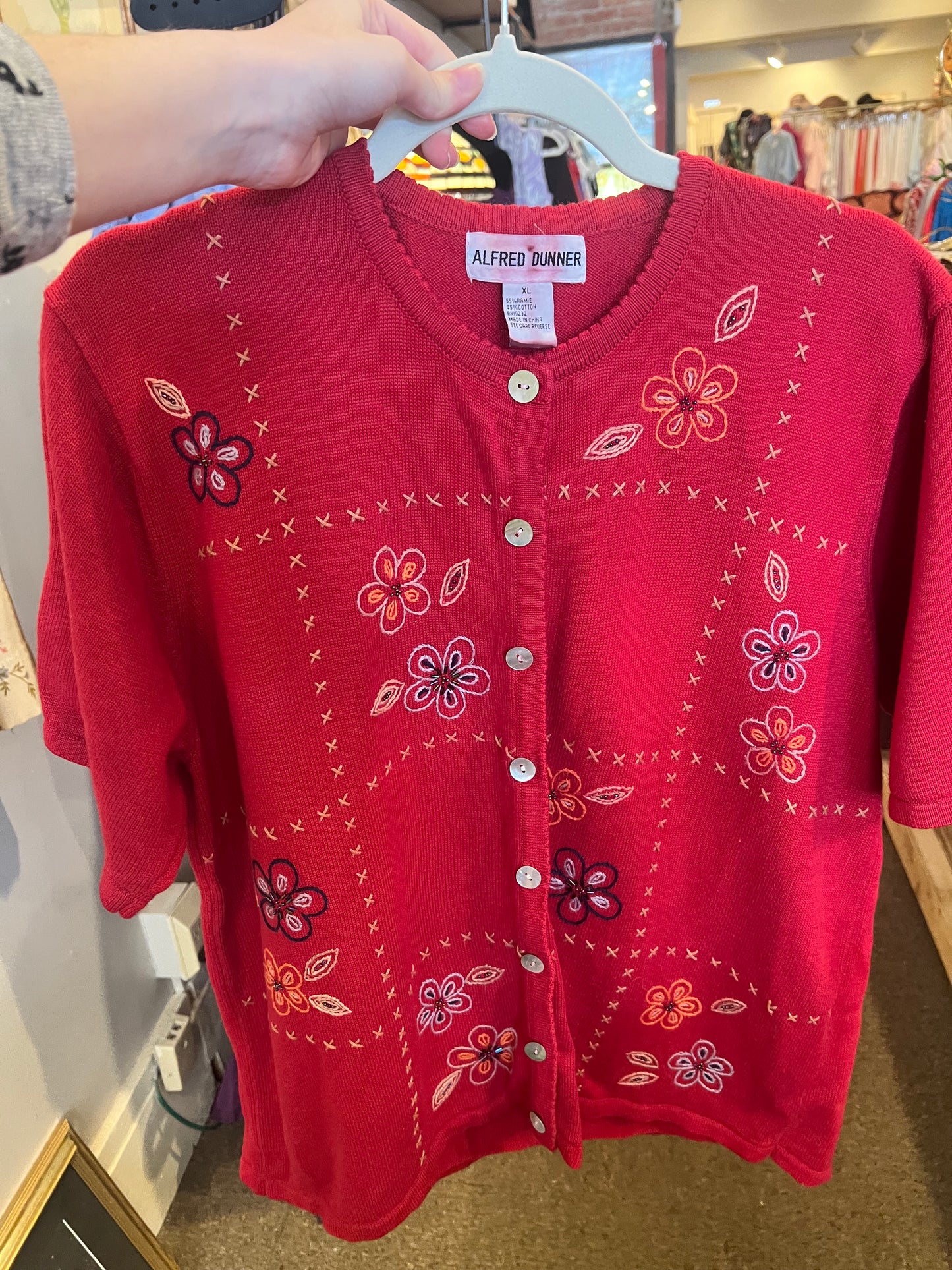 90s Alfred Dunner Flower Embroidered Top