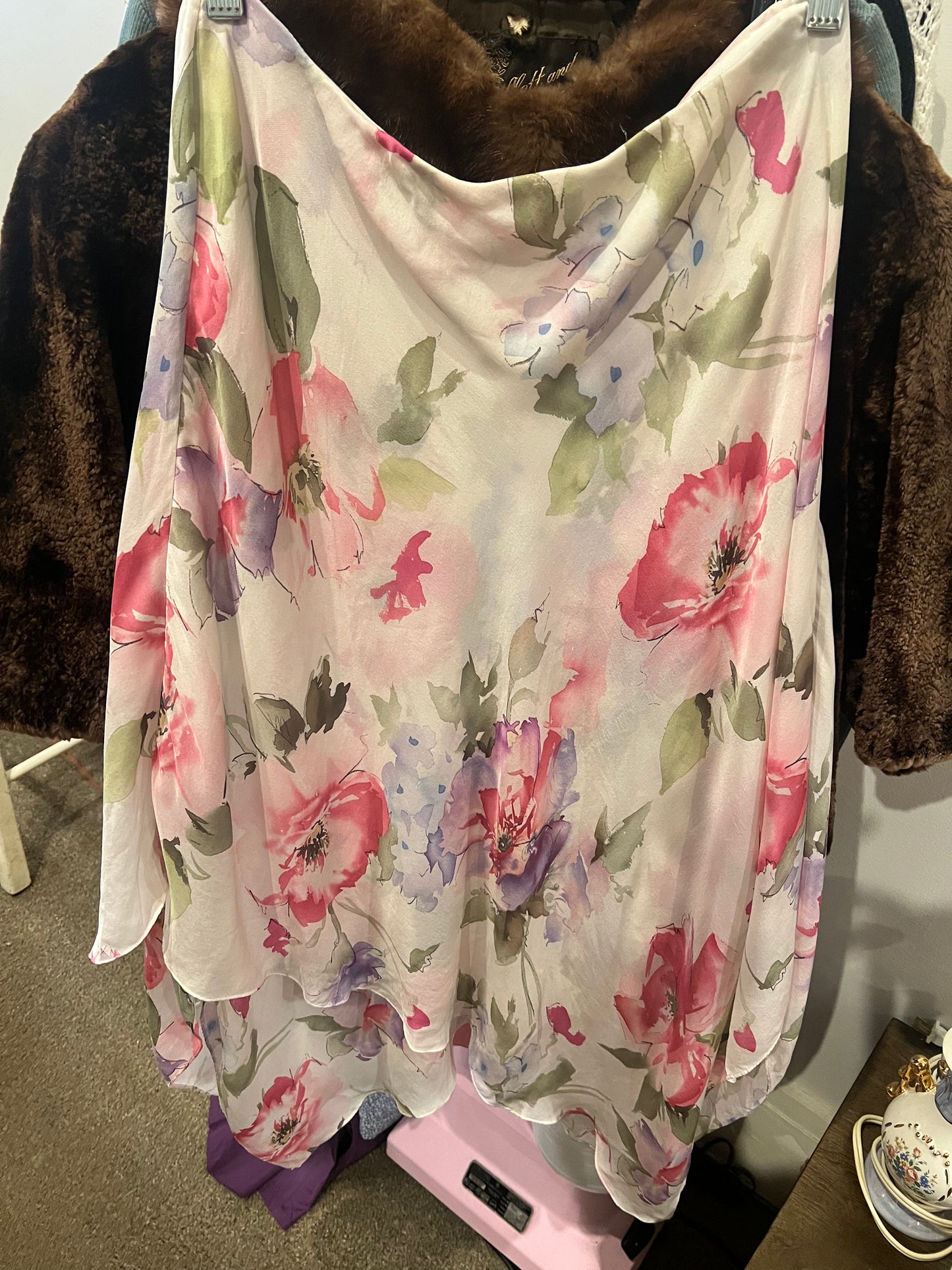 90s Lauren Ralph Lauren Silk Floral Skirt