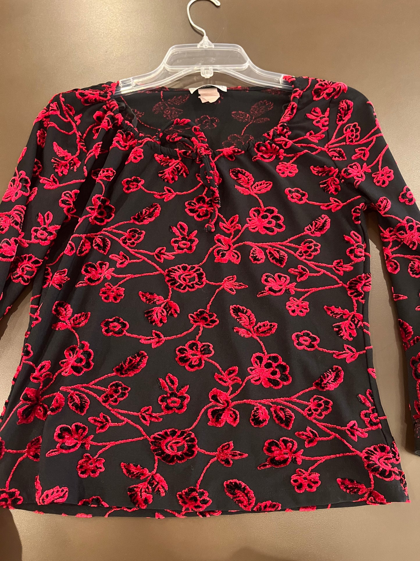 1990s Fashion Bug Velvet Floral Top