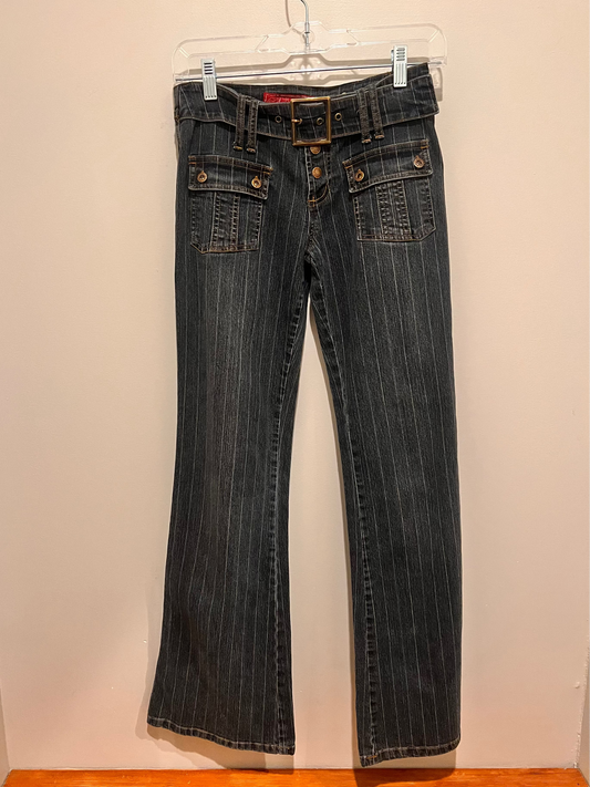 2000s Hot Kiss Stripe Jeans w/ Built in Belt