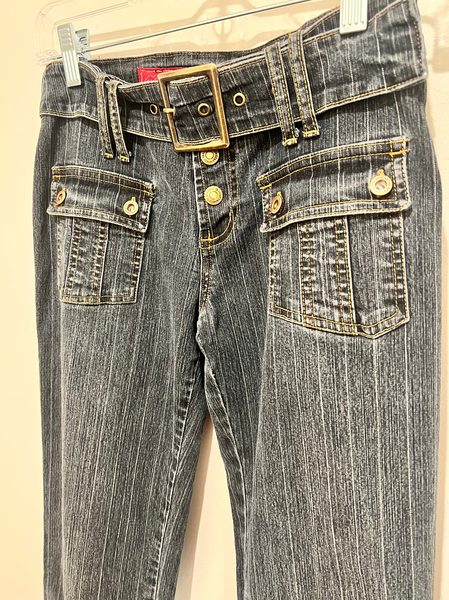 2000s Hot Kiss Stripe Jeans w/ Built in Belt