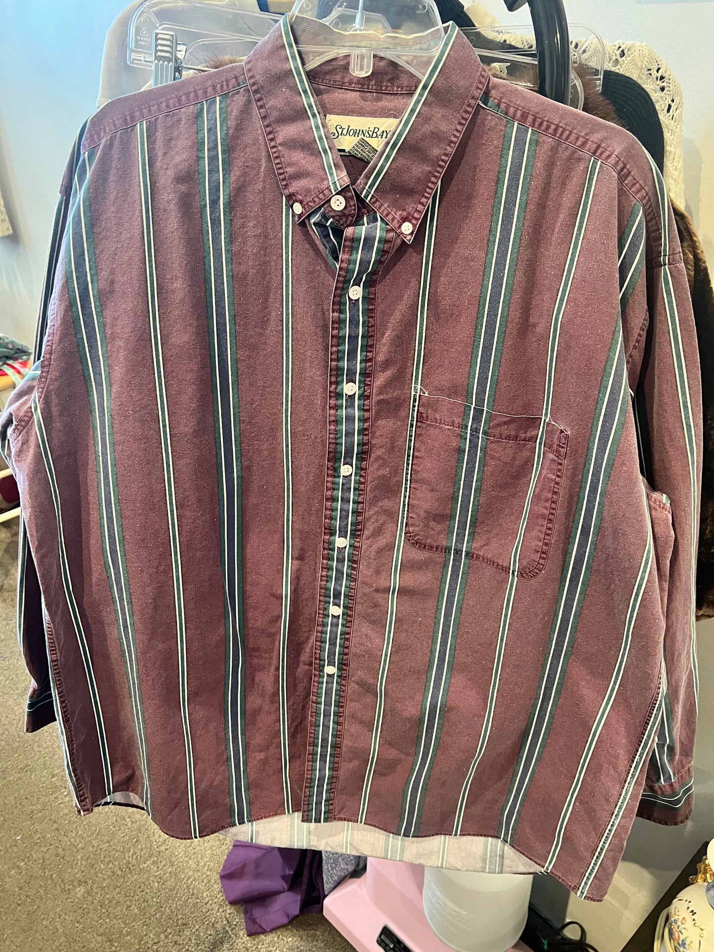 1990s St. Johns Bay Stripe Button Down Shirt